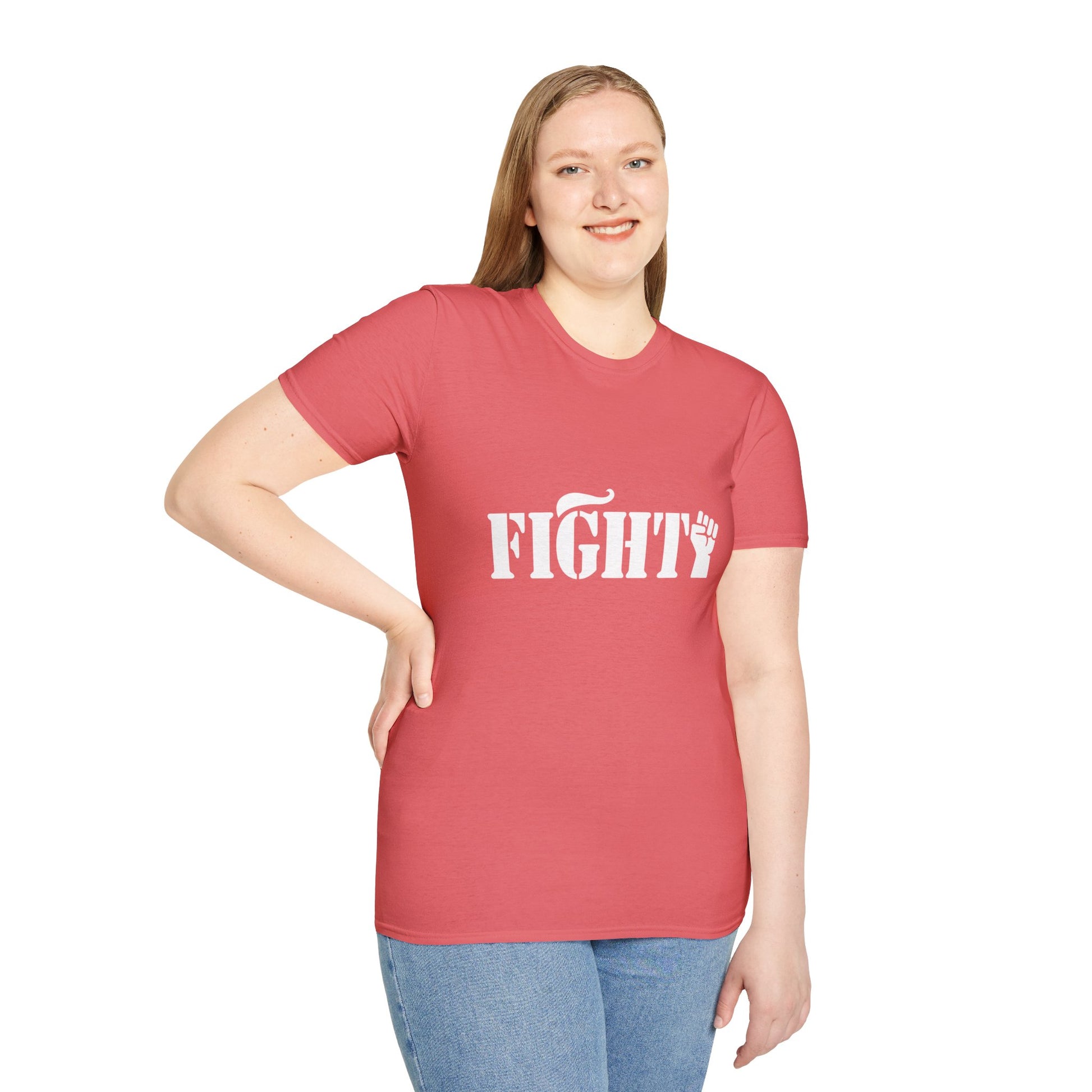 Fight Women's Relaxed/Plus Tshirt (White Fist Logo) - Sweet Baby Jeez Teez