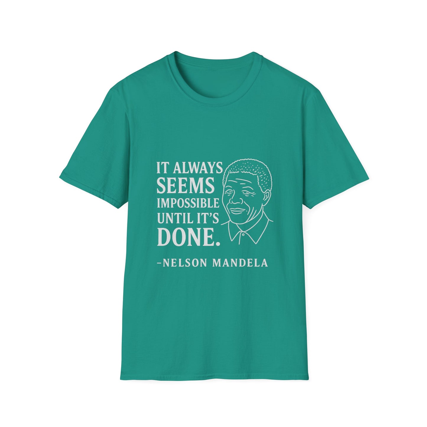 "Seems Impossible" Nelson Mandela Unisex SoftStyle Tshirt (IW Logo)