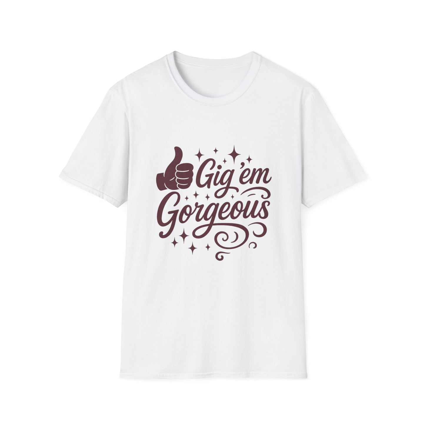 Gig 'em Gorgeous Unisex Softstyle T-Shirt Texas A&M Apparel - Sweet Baby Jeez Teez