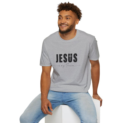 "Jesus is My Savior" Christian Faith Soft T-Shirt (Black Logo)