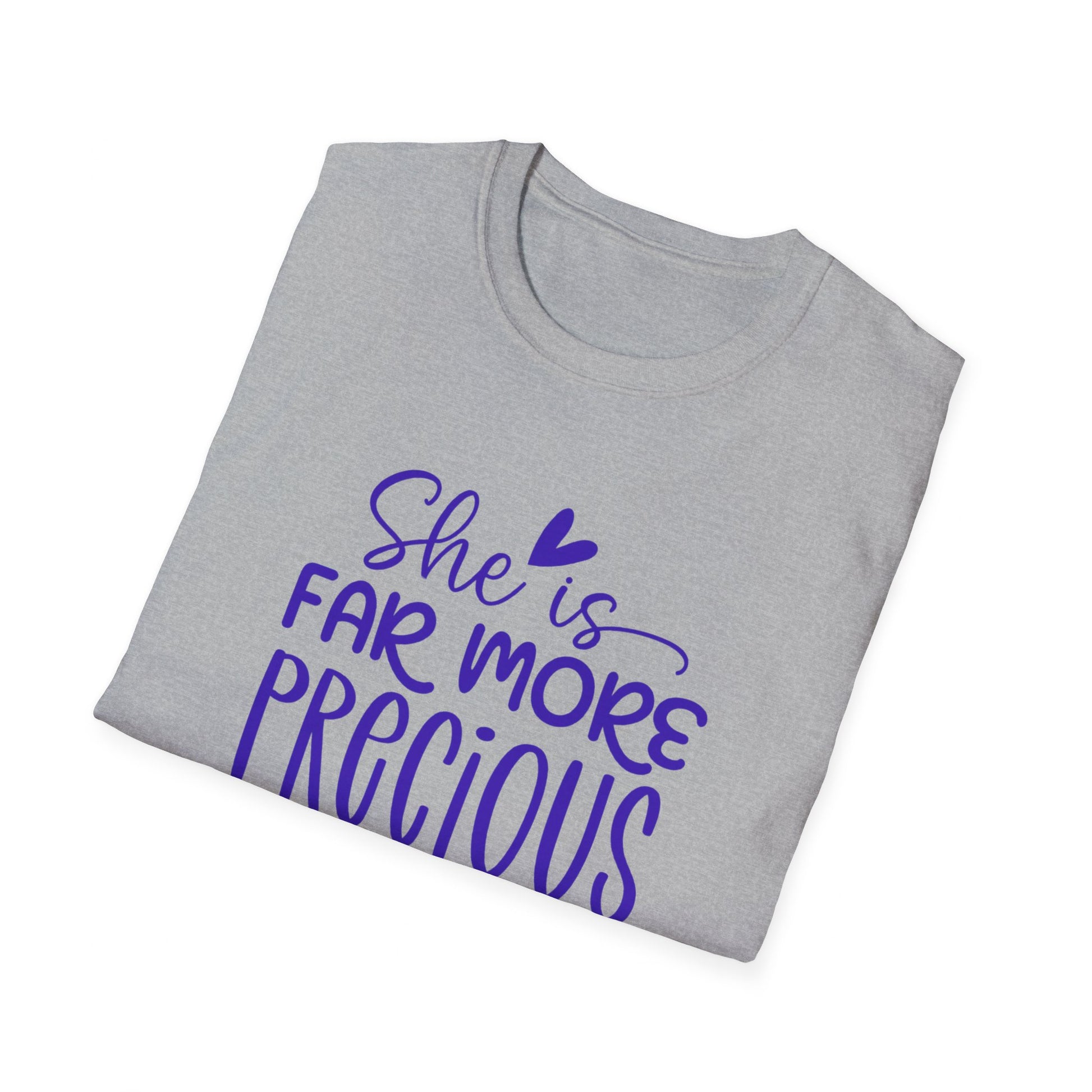 Far More Precious Women's Relaxed/Plus Tshirt (Cobalt Logo) - Sweet Baby Jeez Teez