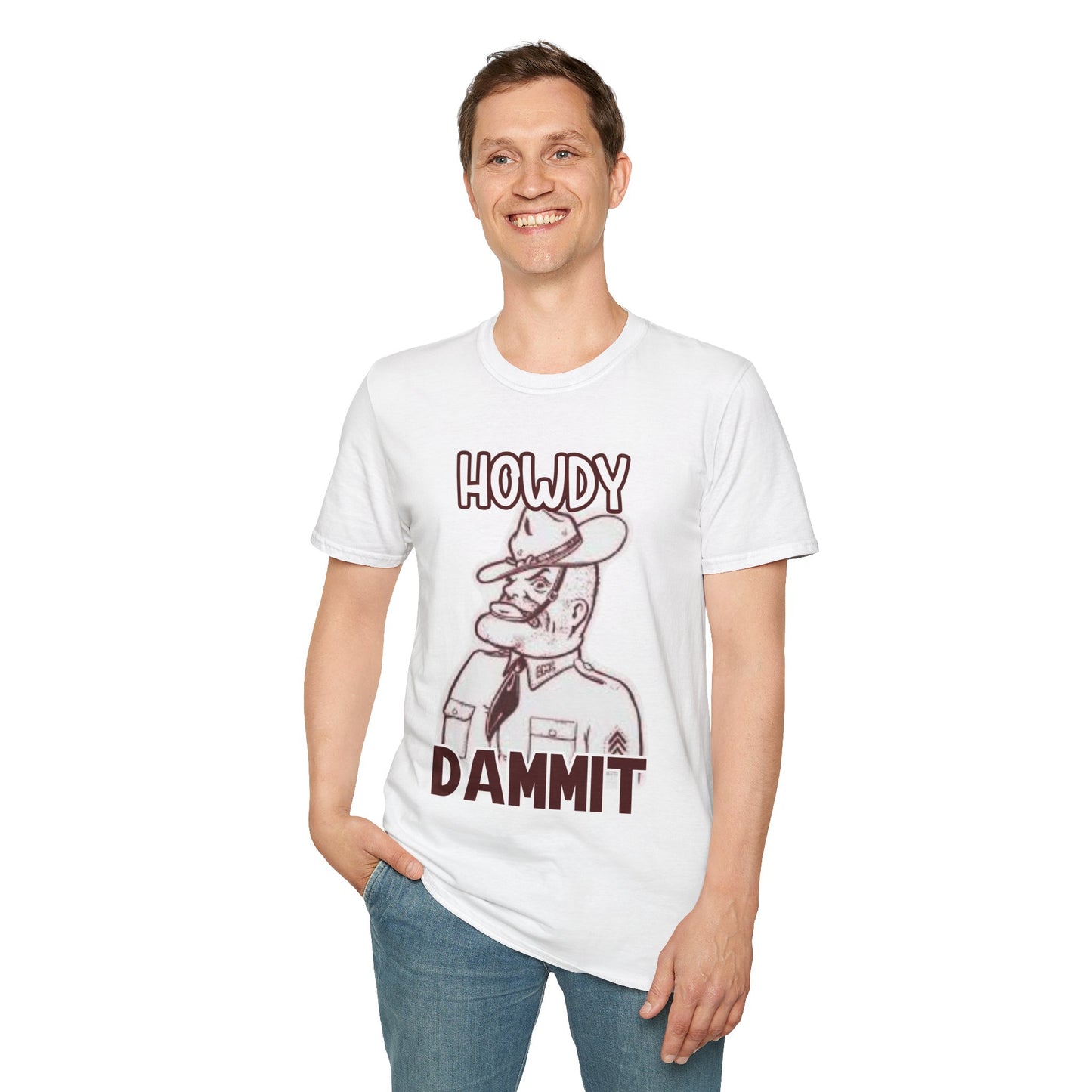 Howdy Dammit Men's Tshirt (Aggie - Old  Sarge Logo) - Sweet Baby Jeez Teez