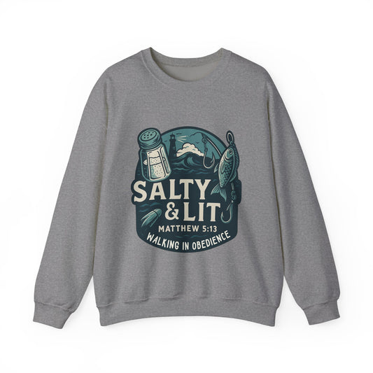 "Salty & Lit" Matthew 5:13 Bible Verse Christian Sweatshirt