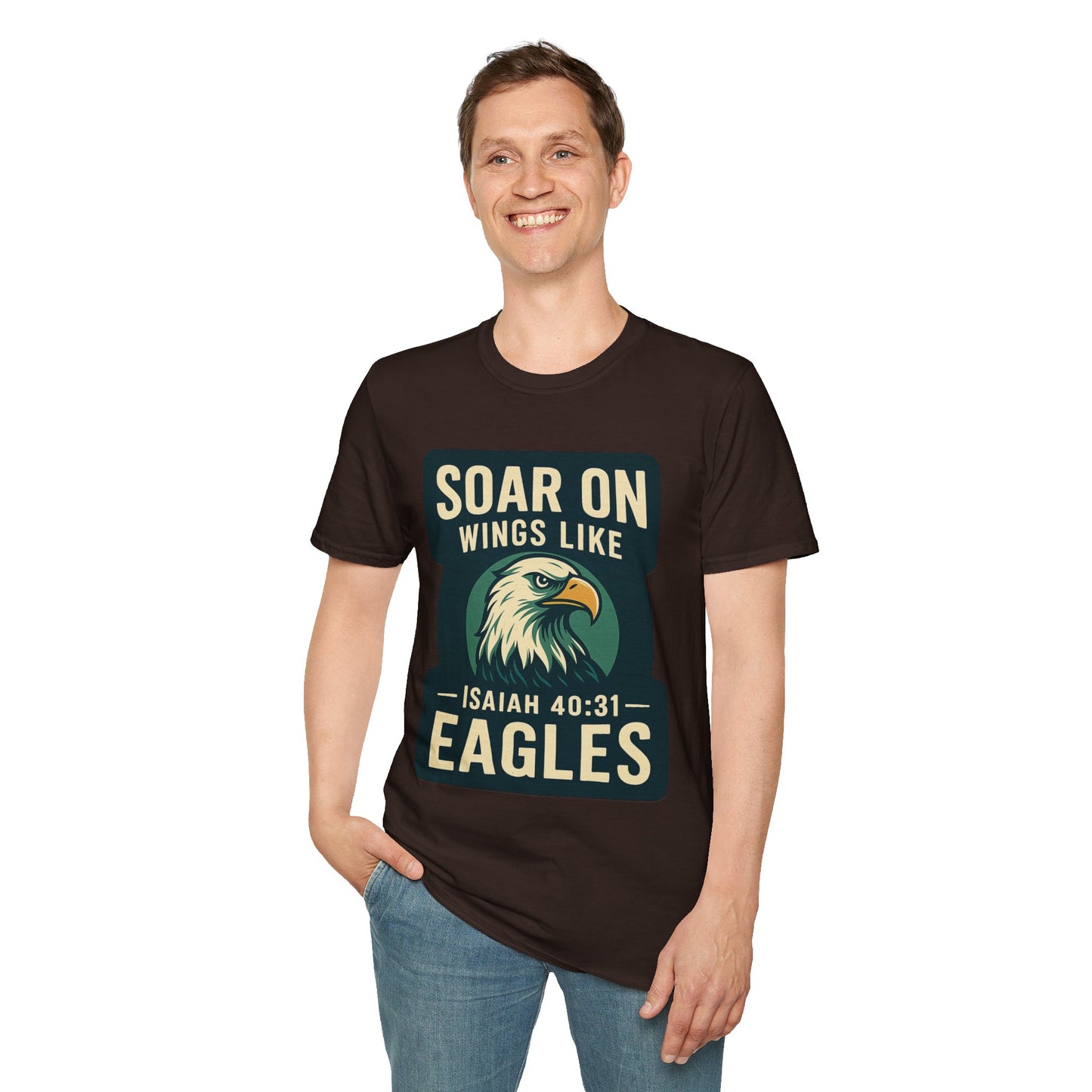 "Isiah 40:31" Soar on Wings Bible Verse Softstyle Tshirt