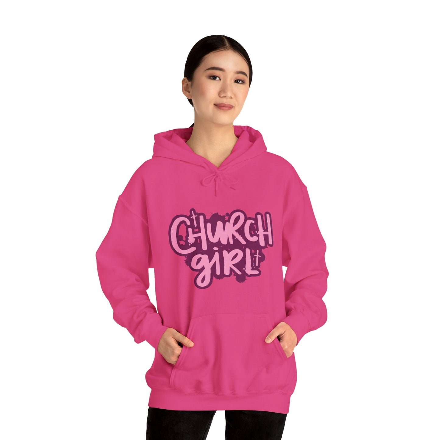 Church Girl Women's Hoodie (Pinks Logo) - Sweet Baby Jeez Teez