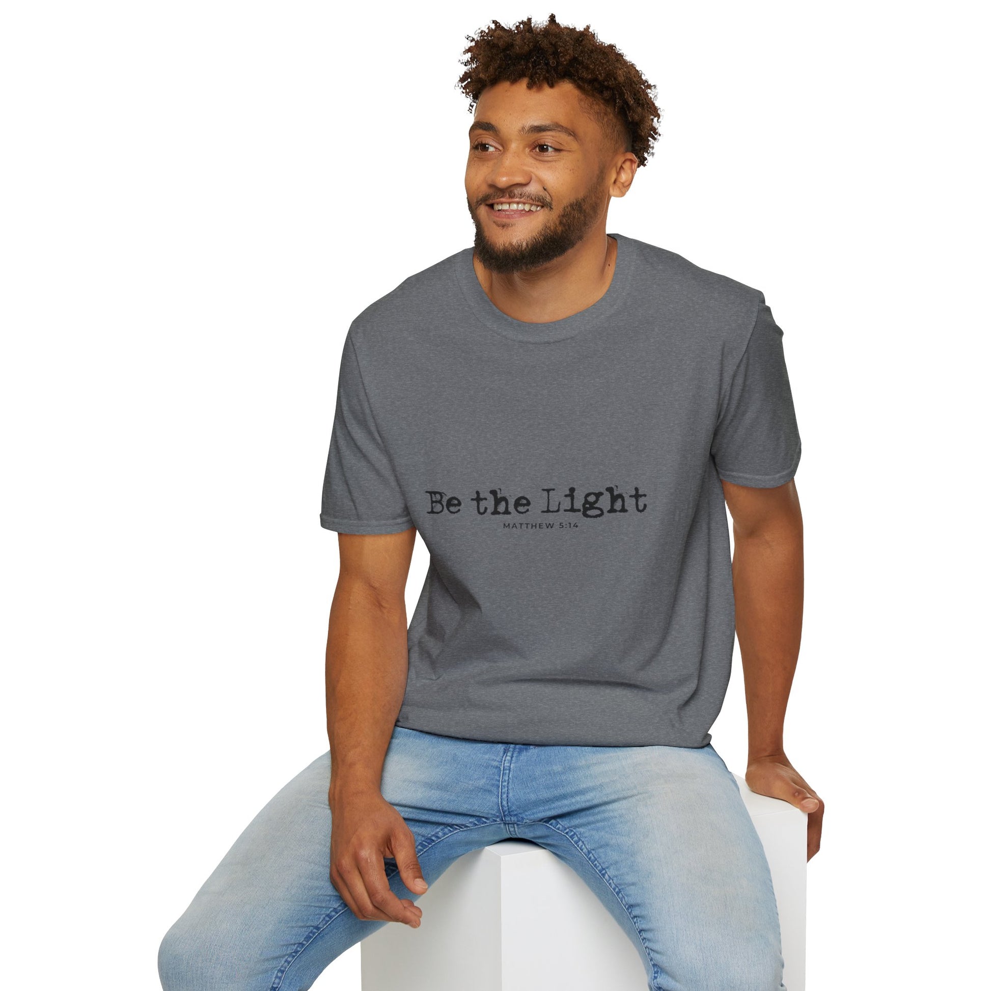 Be the Light Mens Relaxed Tshirt (Black Logo) - Sweet Baby Jeez Teez