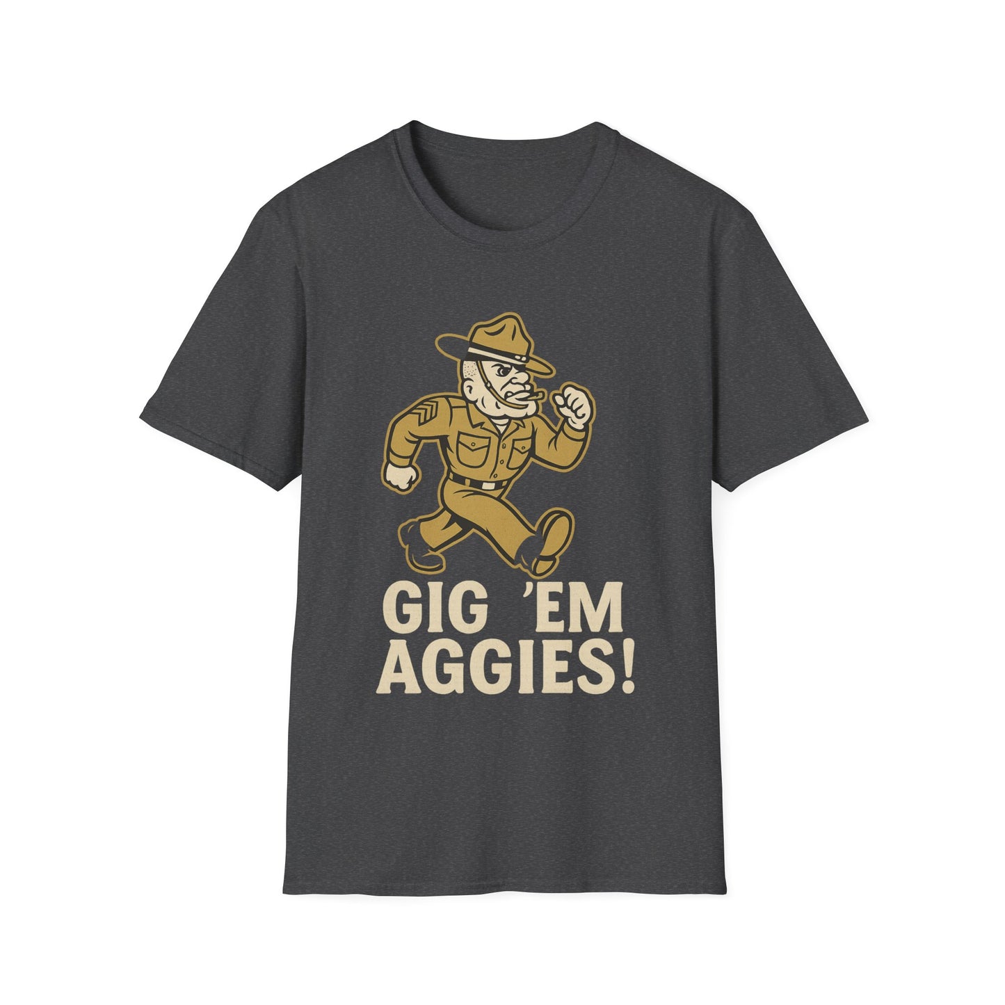 Gig 'Em Aggies Old Sarge Unisex Softstyle T-Shirt (Gold Logo) - Sweet Baby Jeez Teez