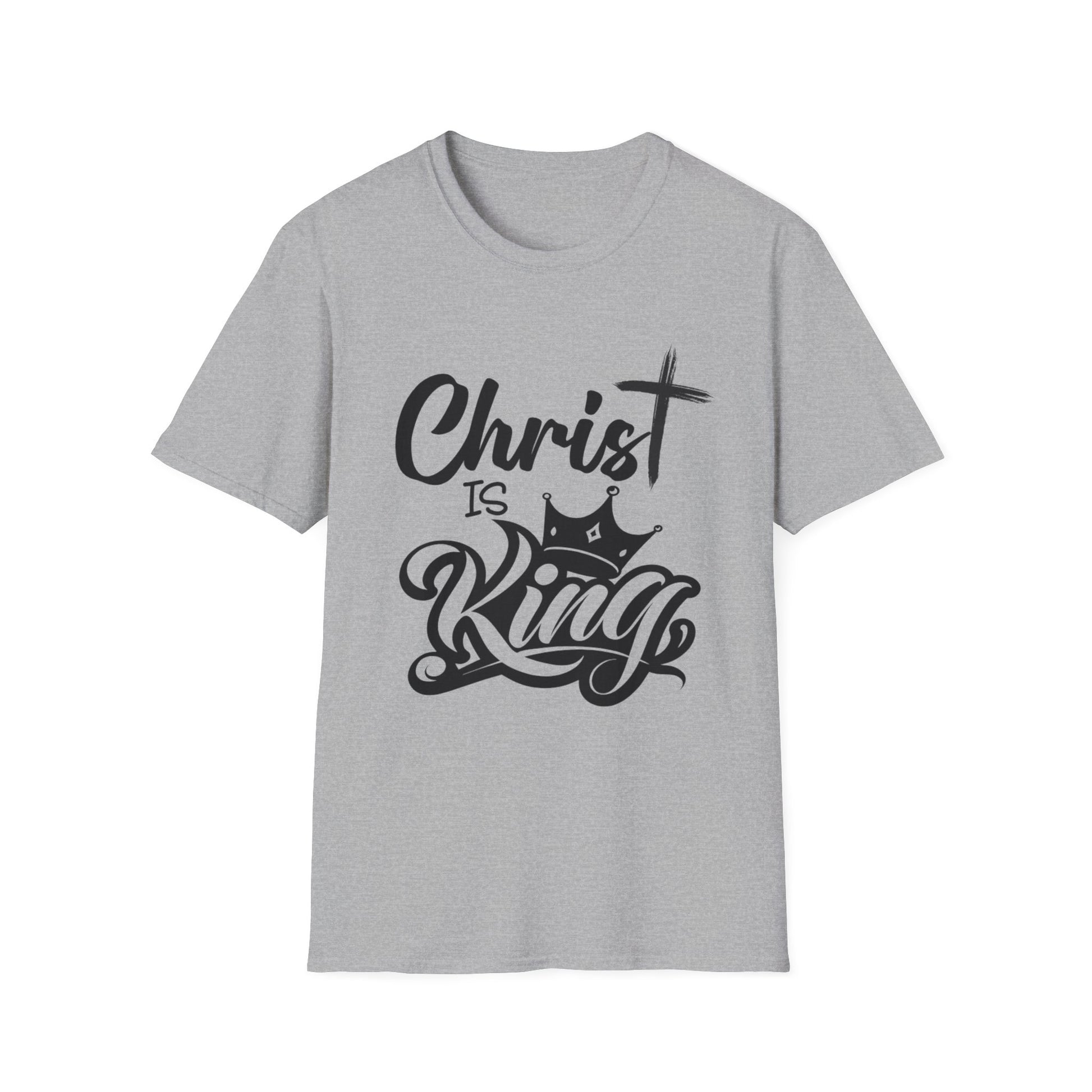 "Christ is King" Unisex Softstyle T-Shirt (Black Logo) - Sweet Baby Jeez Teez