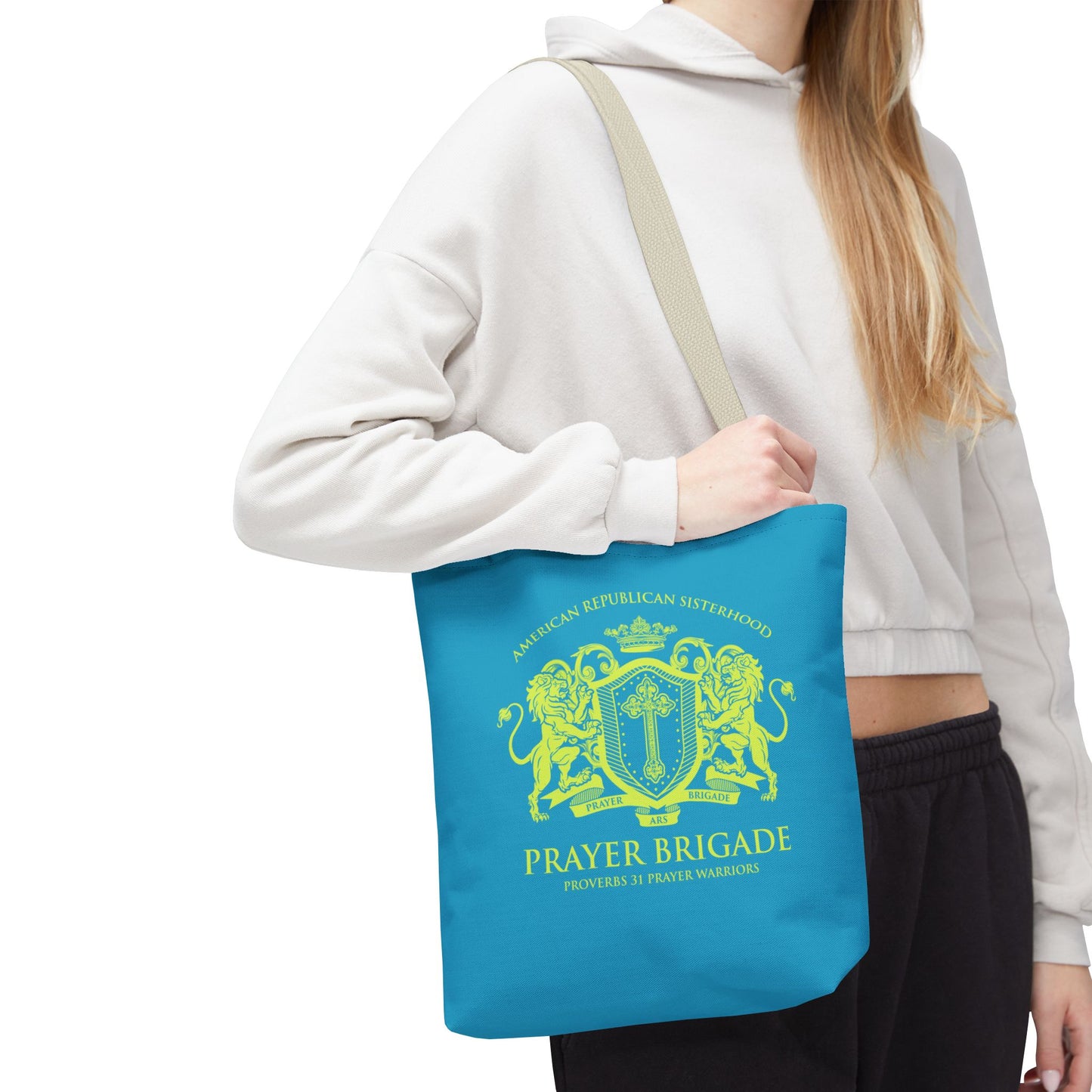 ARS Prayer Brigade Tote Bag (Agua with Chartreuse Logo)