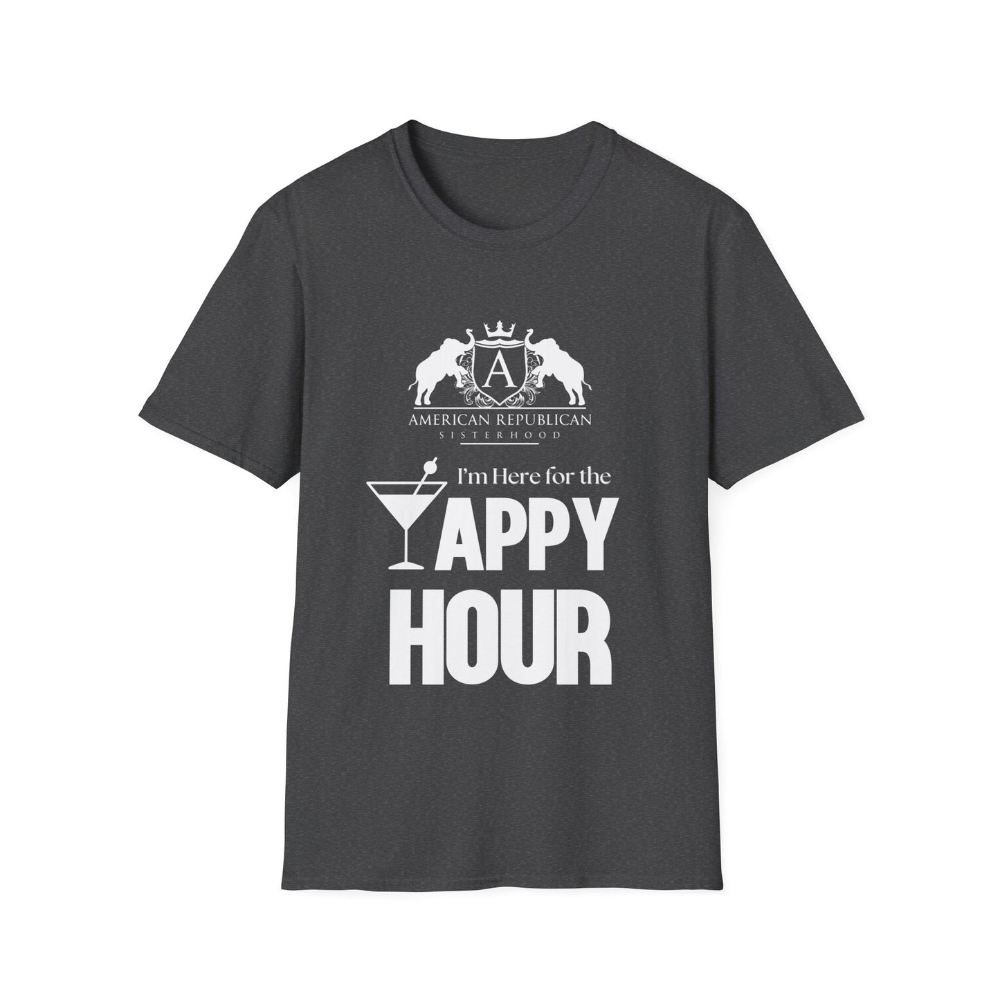 Here for the Yappy Hour Women's Unisex/Relaxed Tshirt (ARS-White Logo) - Sweet Baby Jeez Teez
