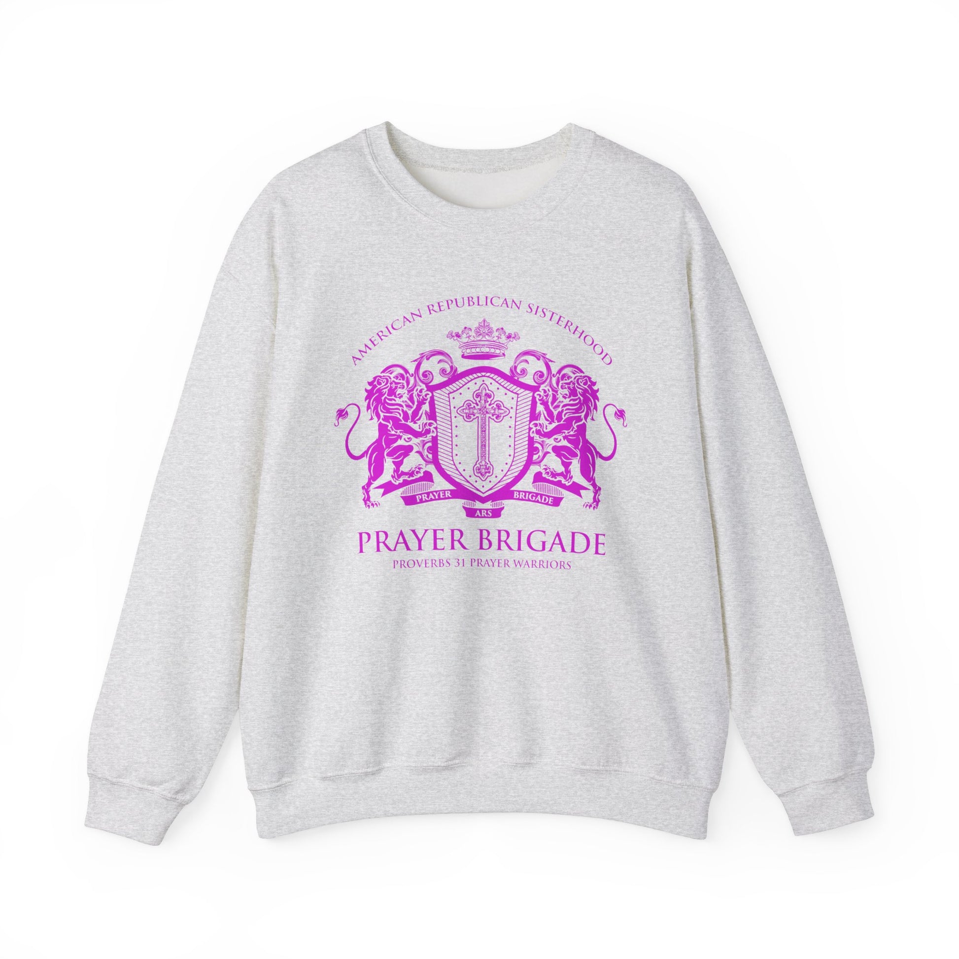 ARS Prayer Brigade Unisex Sweatshirt (Dark Gray with Hot Pink Logo) - Sweet Baby Jeez Teez