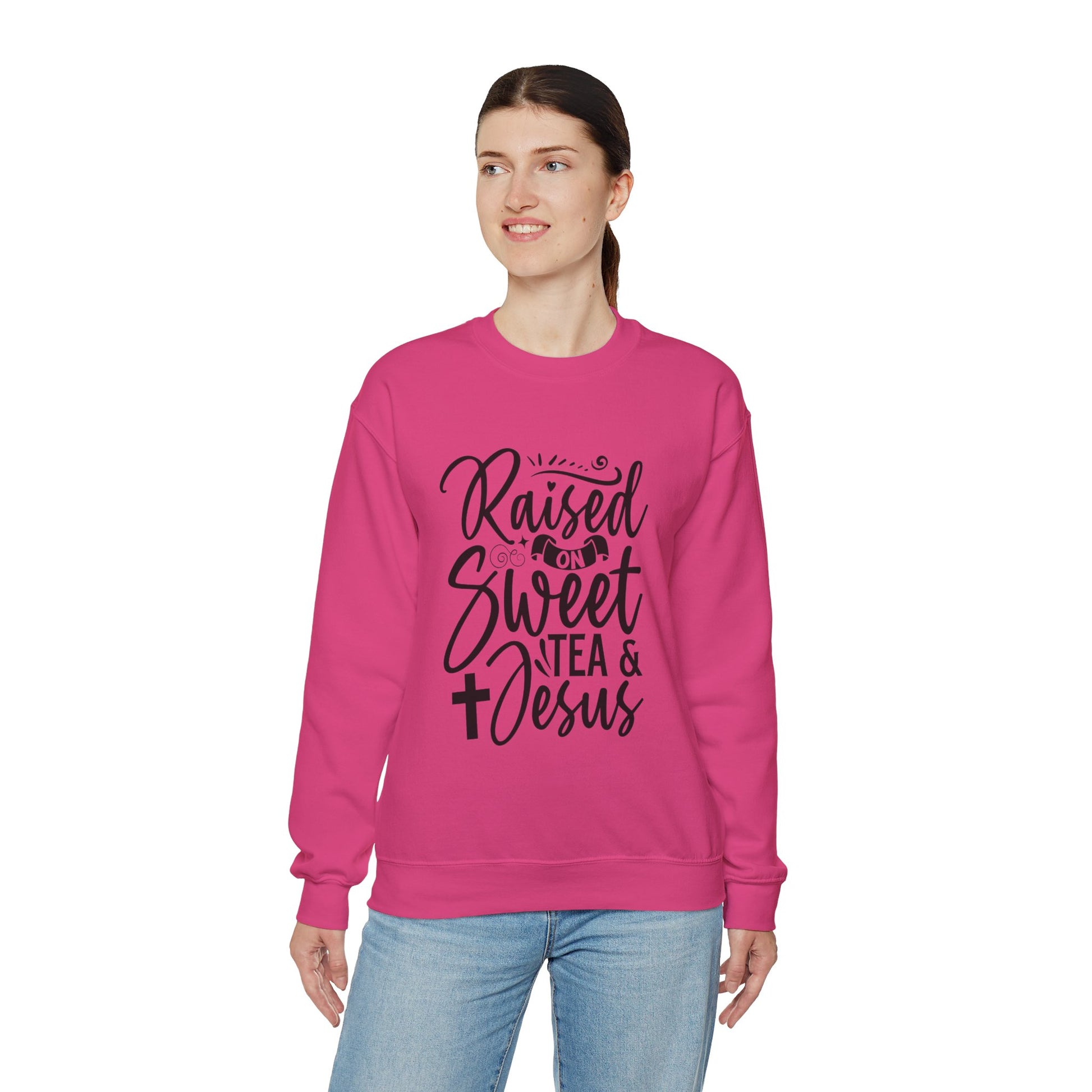 Sweet Tea and Jesus Women's Relaxed Sweatshirt (Black Logo) - Sweet Baby Jeez Teez