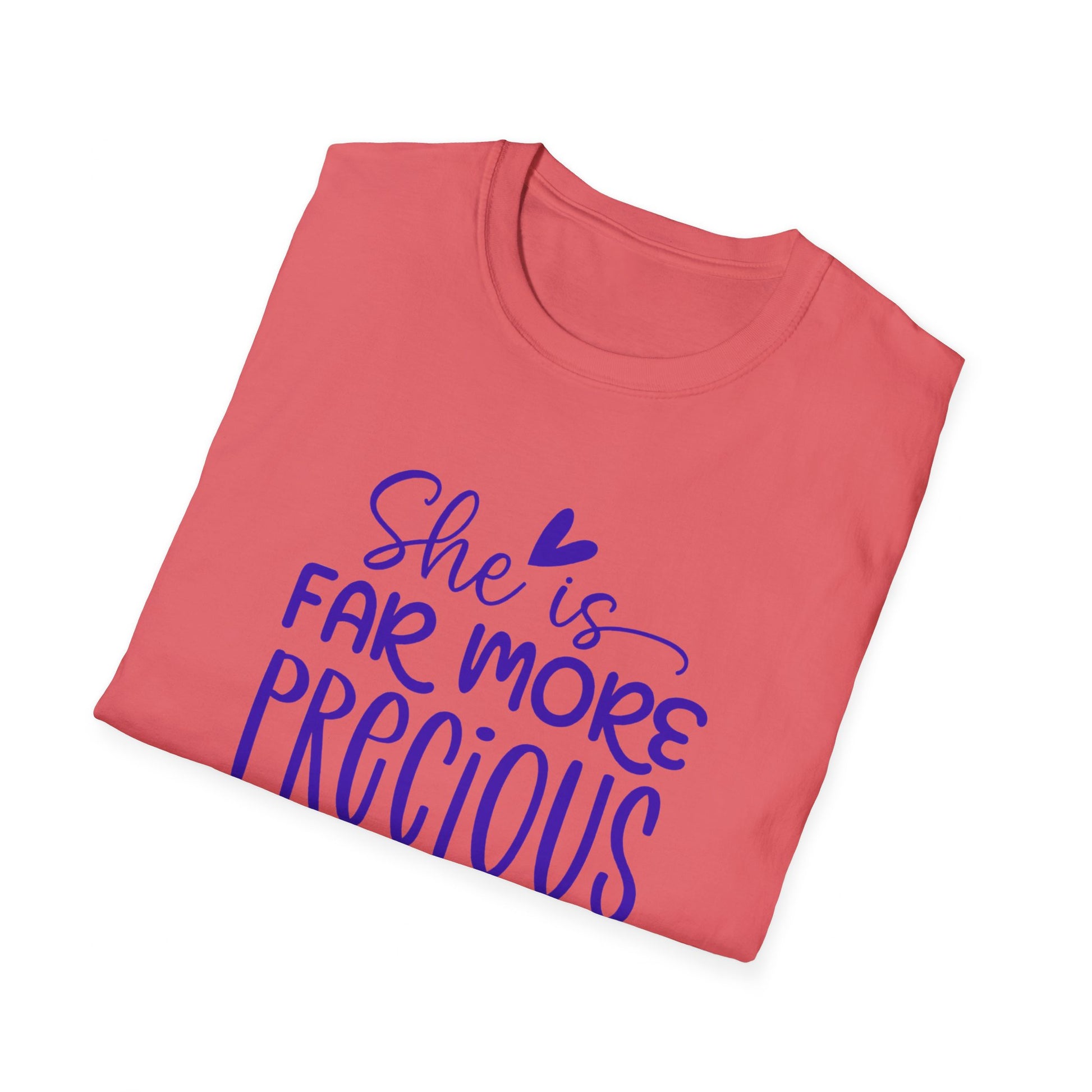 Far More Precious Women's Relaxed/Plus Tshirt (Cobalt Logo) - Sweet Baby Jeez Teez