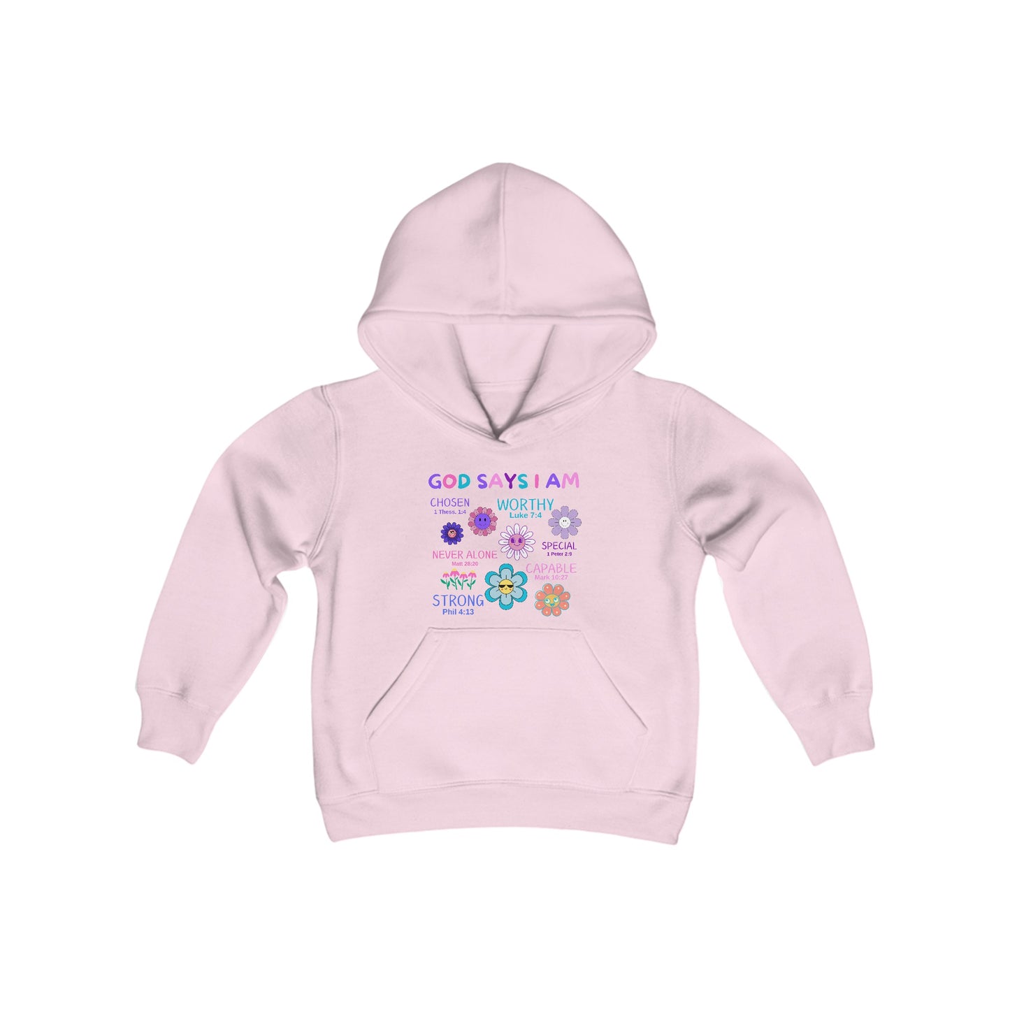 God Says I Am Girls Relaxed Hoodie (Flower Logo) - Sweet Baby Jeez Teez