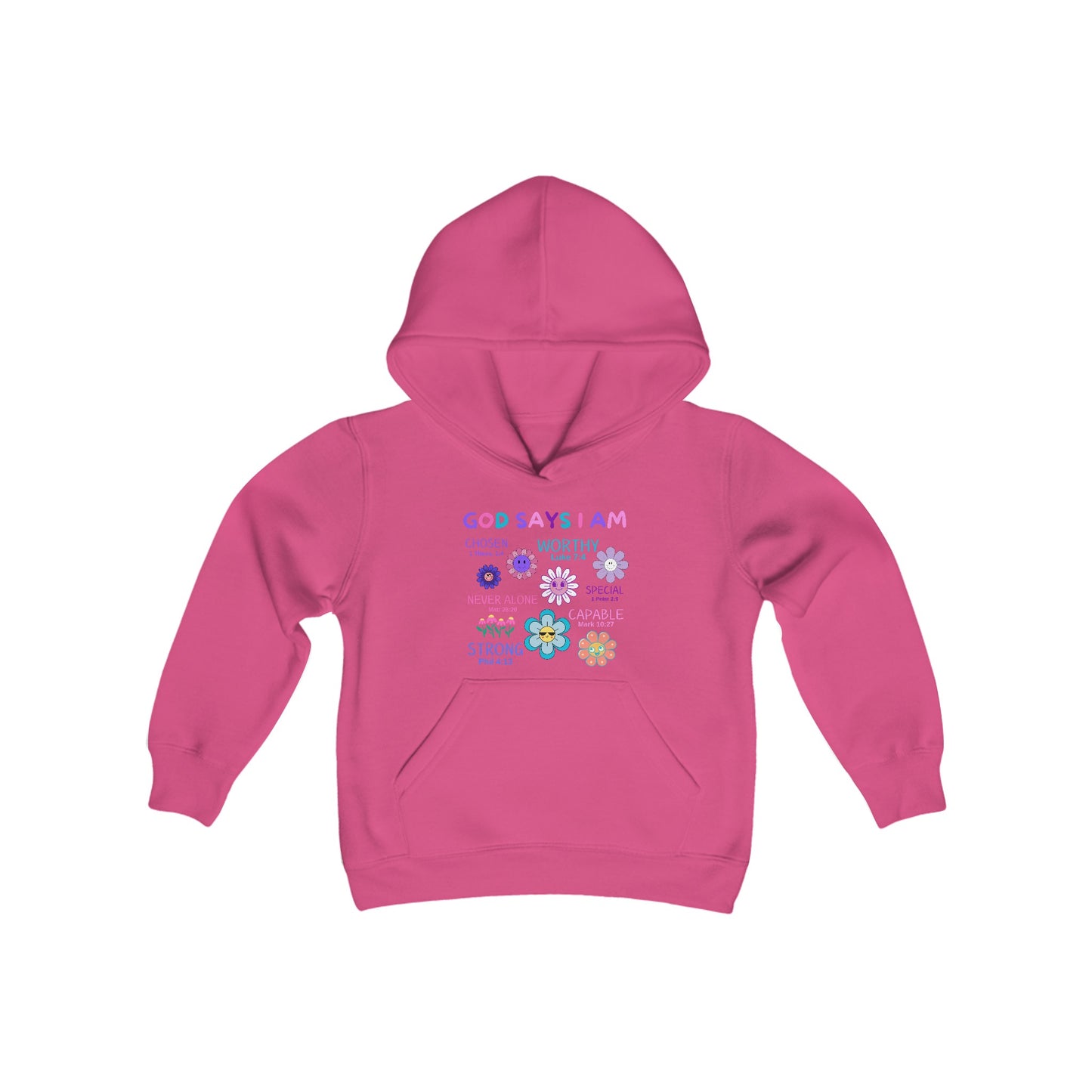God Says I Am Girls Relaxed Hoodie (Flower Logo) - Sweet Baby Jeez Teez