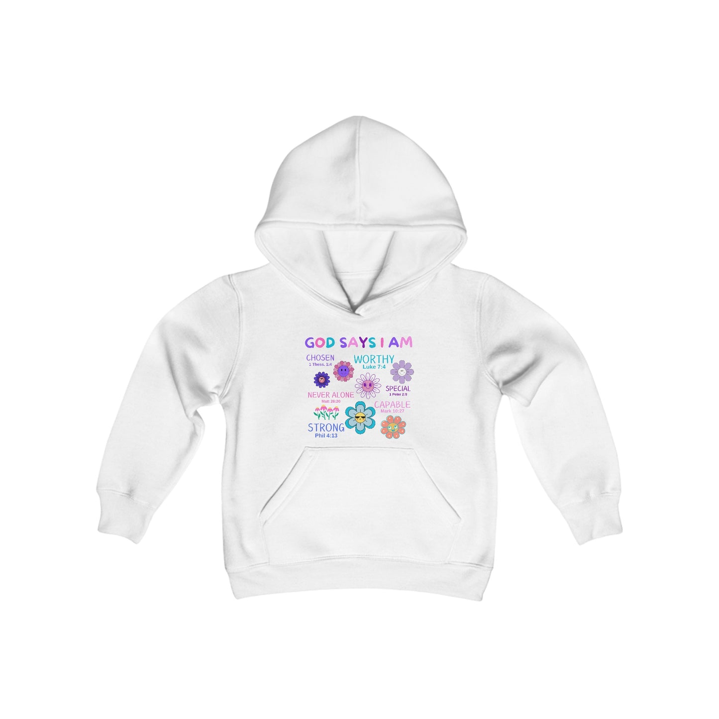 God Says I Am Girls Relaxed Hoodie (Flower Logo) - Sweet Baby Jeez Teez