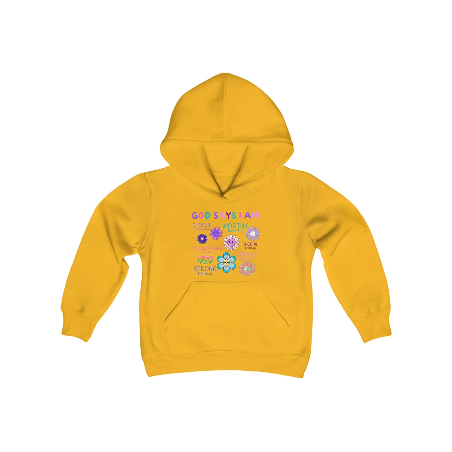 God Says I Am Girls Relaxed Hoodie (Flower Logo) - Sweet Baby Jeez Teez