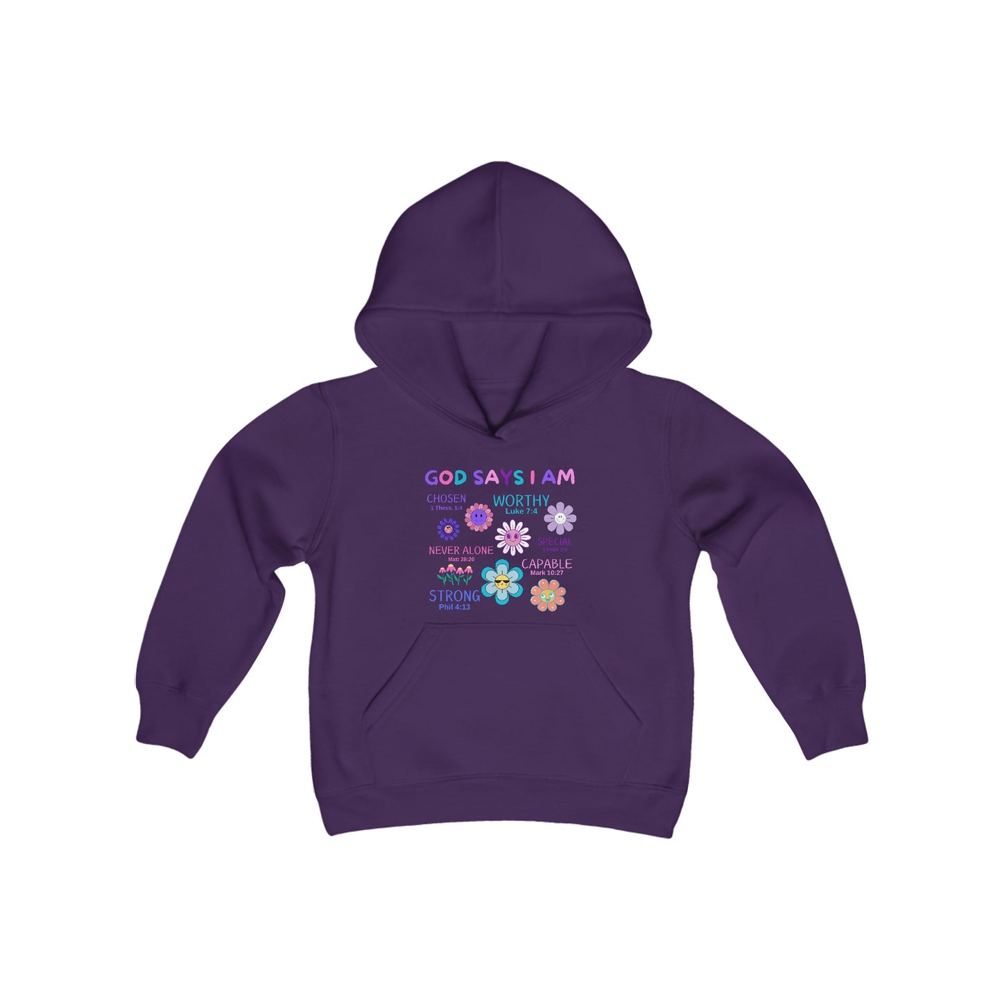 God Says I Am Girls Relaxed Hoodie (Flower Logo) - Sweet Baby Jeez Teez