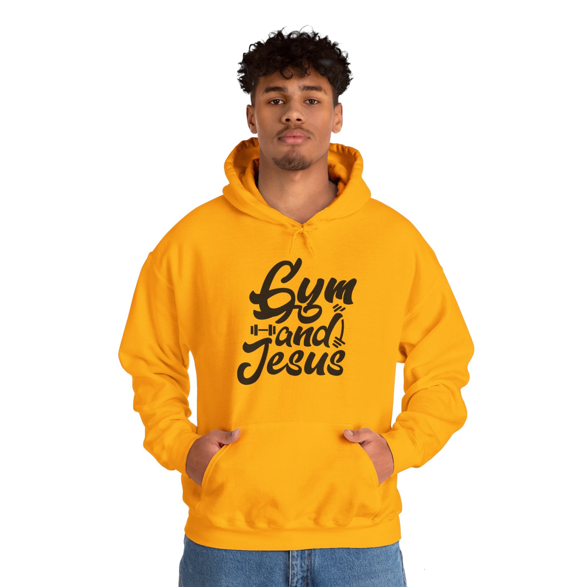 Gym and Jesus Men's Hoodie (Black Logo) - Sweet Baby Jeez Teez