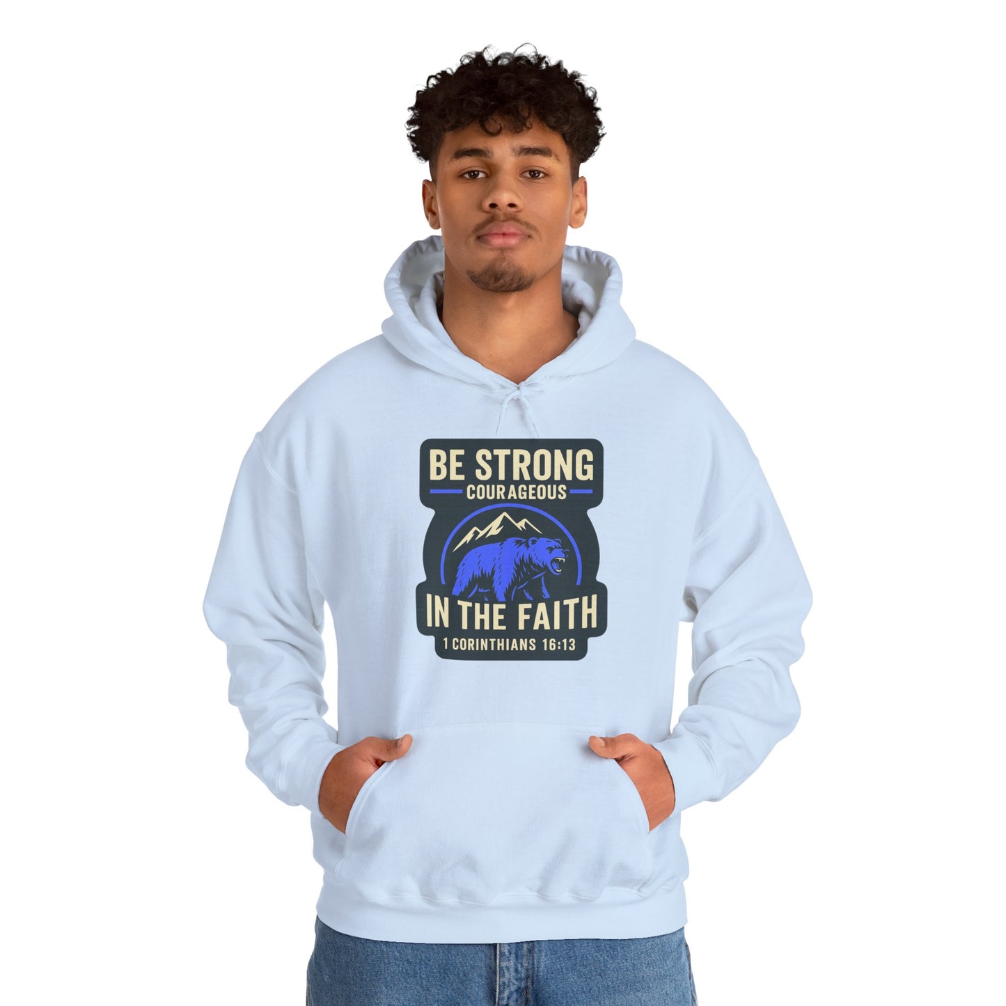 "Be Strong and Courageous" Bear Bible Verse Sweatshirt