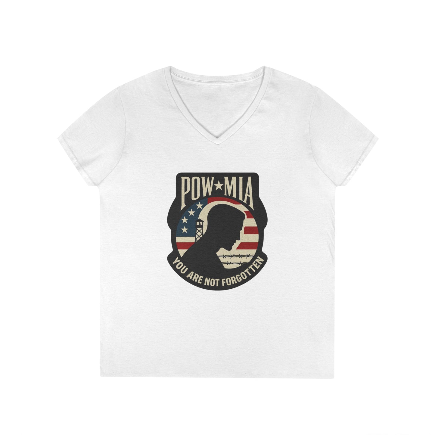 "POW MIA You are not Forgotten" Military Support Women's V-Neck T-Shirt