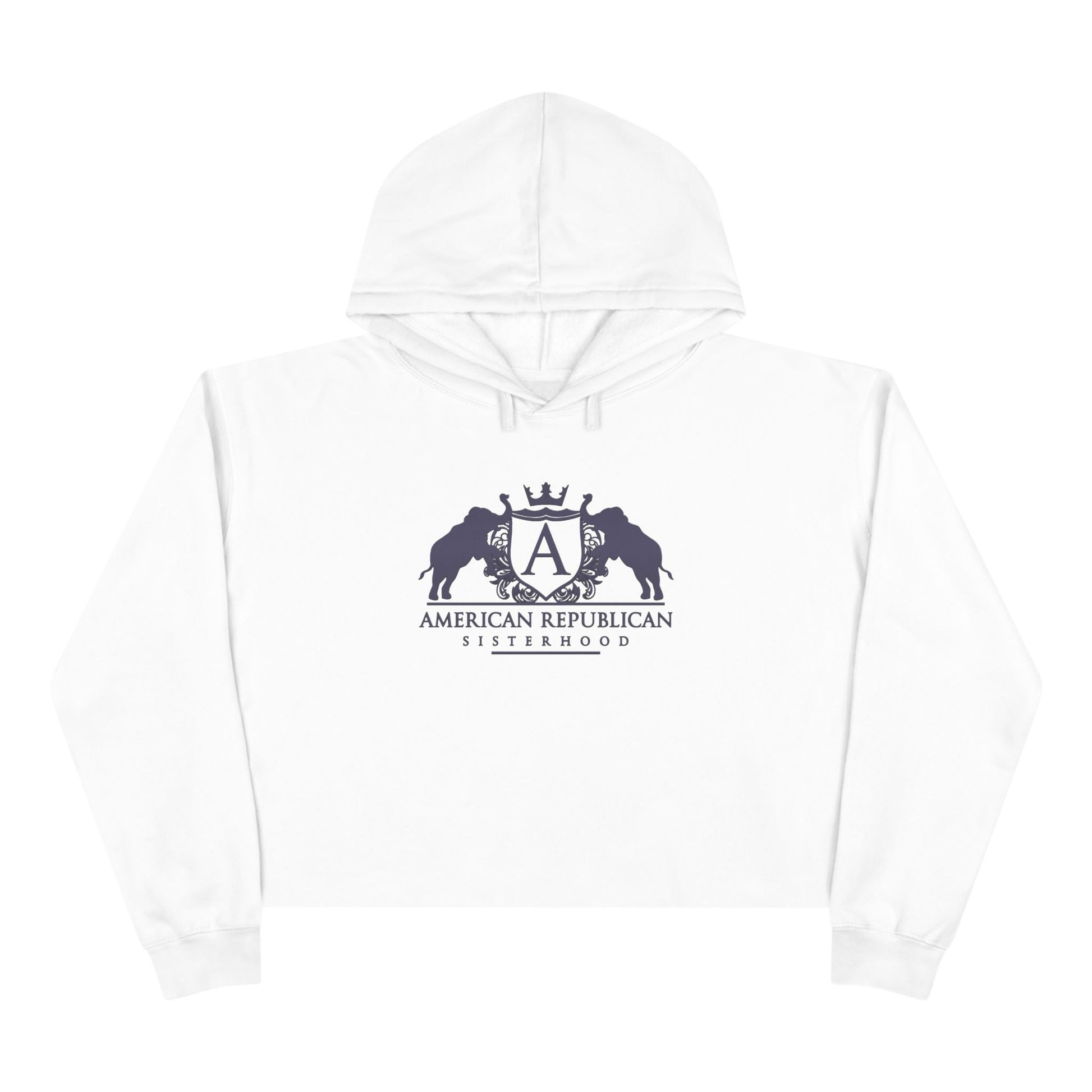 ARS Cropped Hoodie (White with Black Plum Logo) - Sweet Baby Jeez Teez