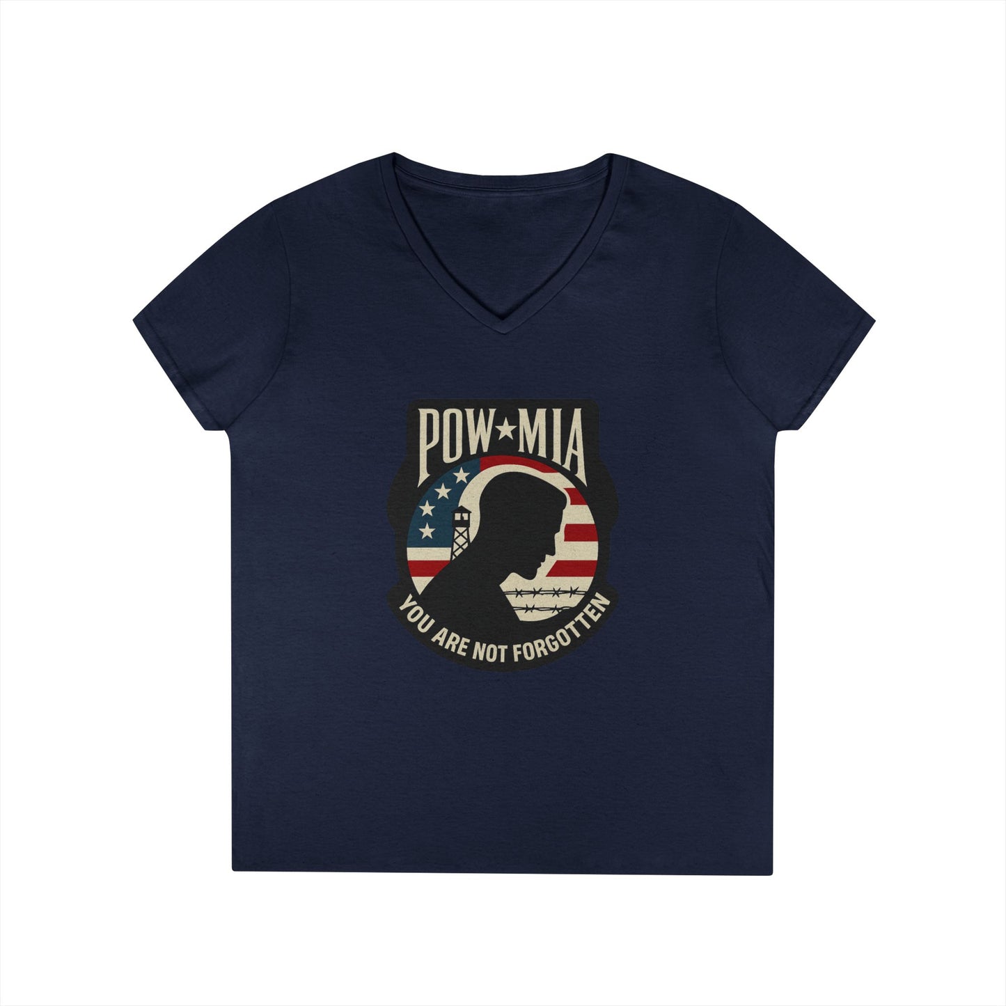 "POW MIA You are not Forgotten" Military Support Women's V-Neck T-Shirt