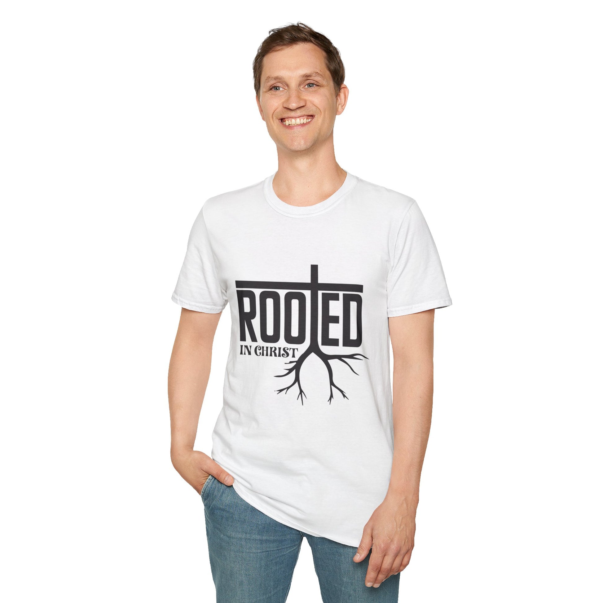 Rooted Men's Tshirt (Black Logo) - Sweet Baby Jeez Teez