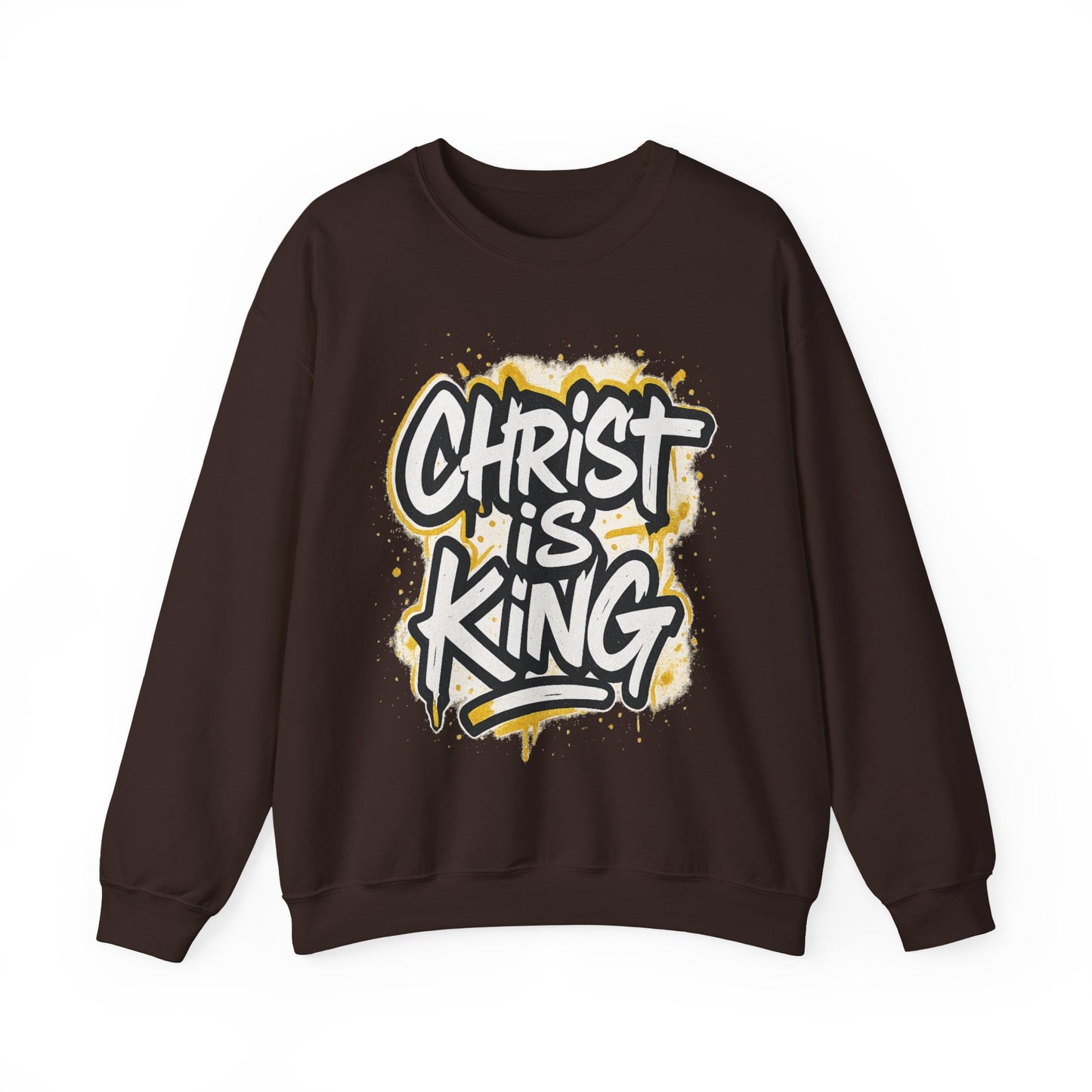 Christ is King Men's Crewneck Sweatshirt (White/Gold Logo)