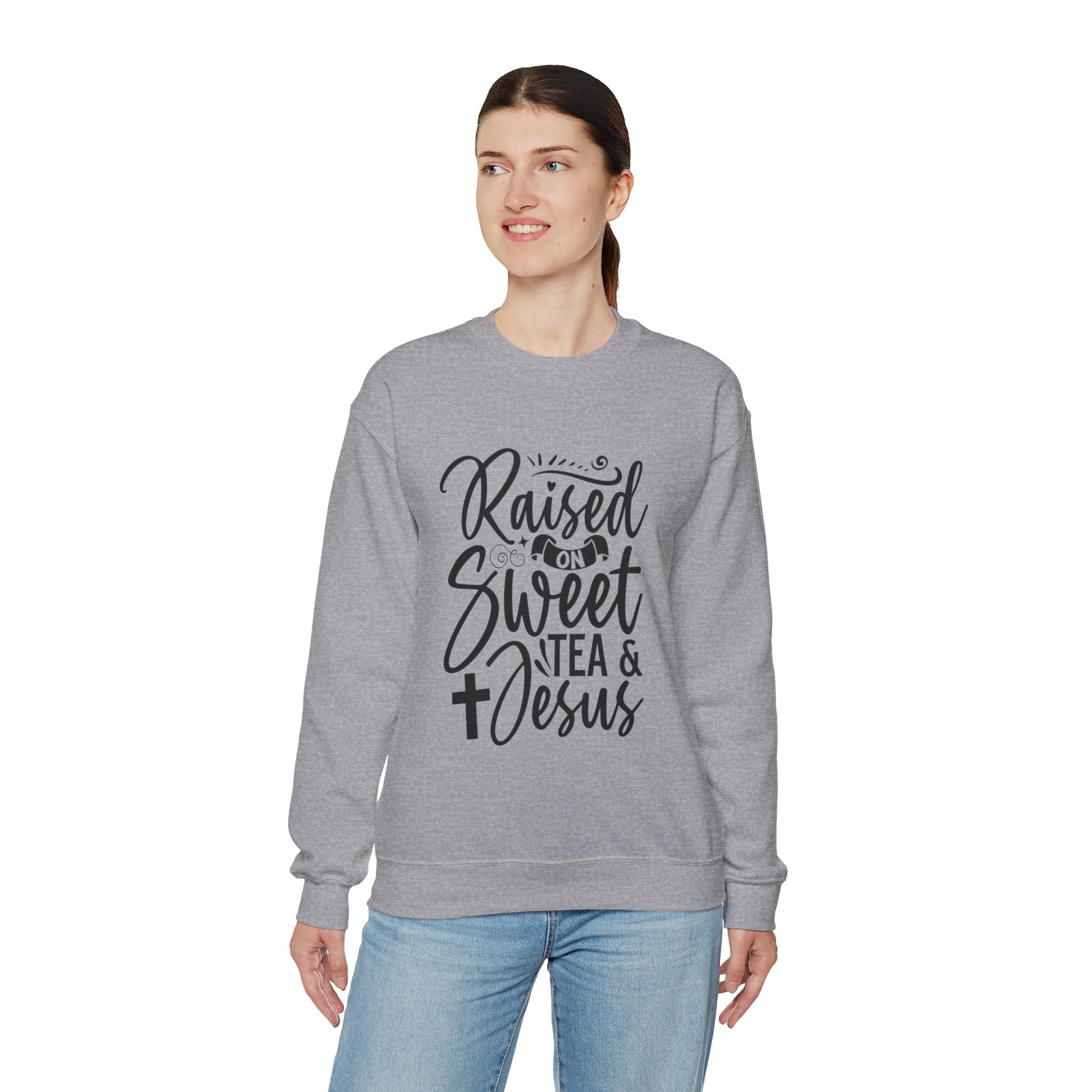 Sweet Tea and Jesus Women's Relaxed Sweatshirt (Black Logo) - Sweet Baby Jeez Teez