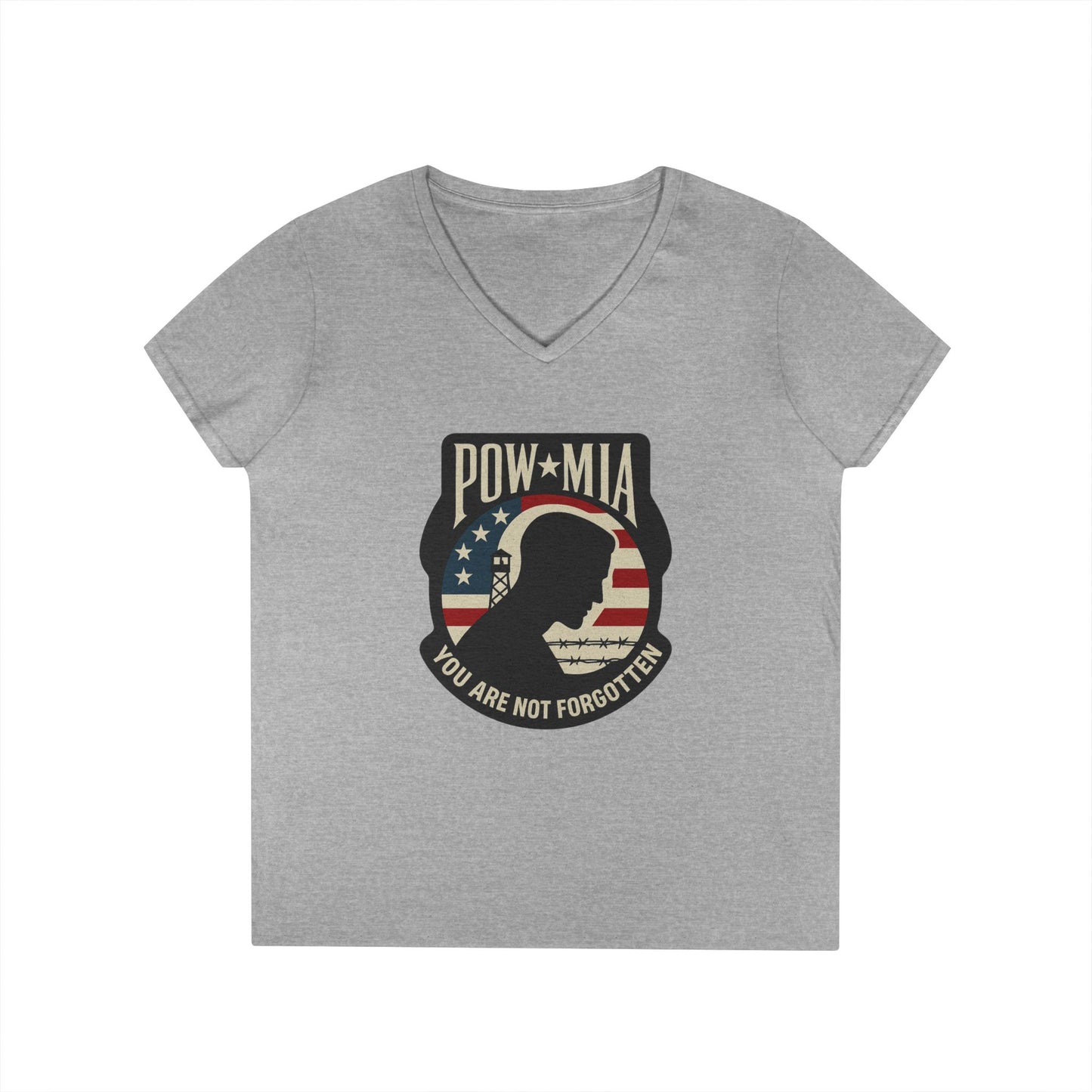 "POW MIA You are not Forgotten" Military Support Women's V-Neck T-Shirt