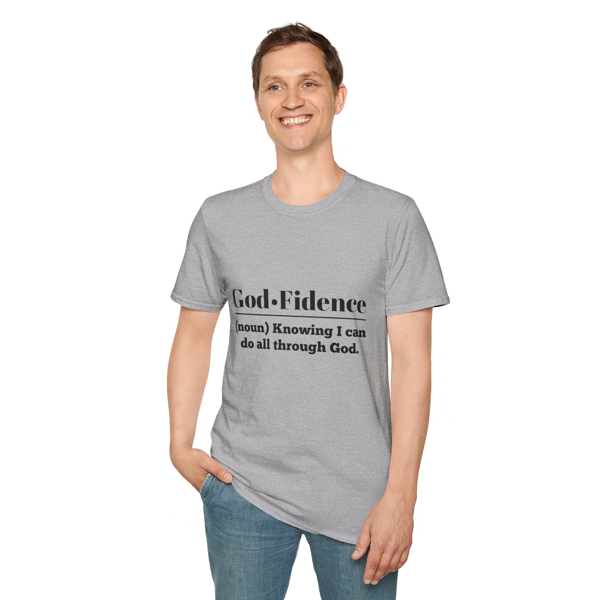 God-Fidence Men's Tshirt (Black Logo) - Sweet Baby Jeez Teez