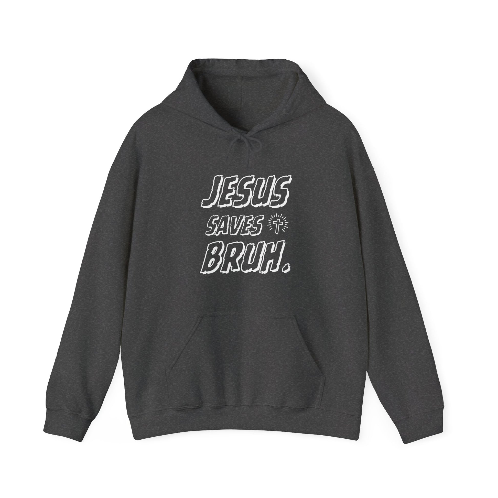 Jesus Saves Bruh Men's Hoodie (White Logo) - Sweet Baby Jeez Teez