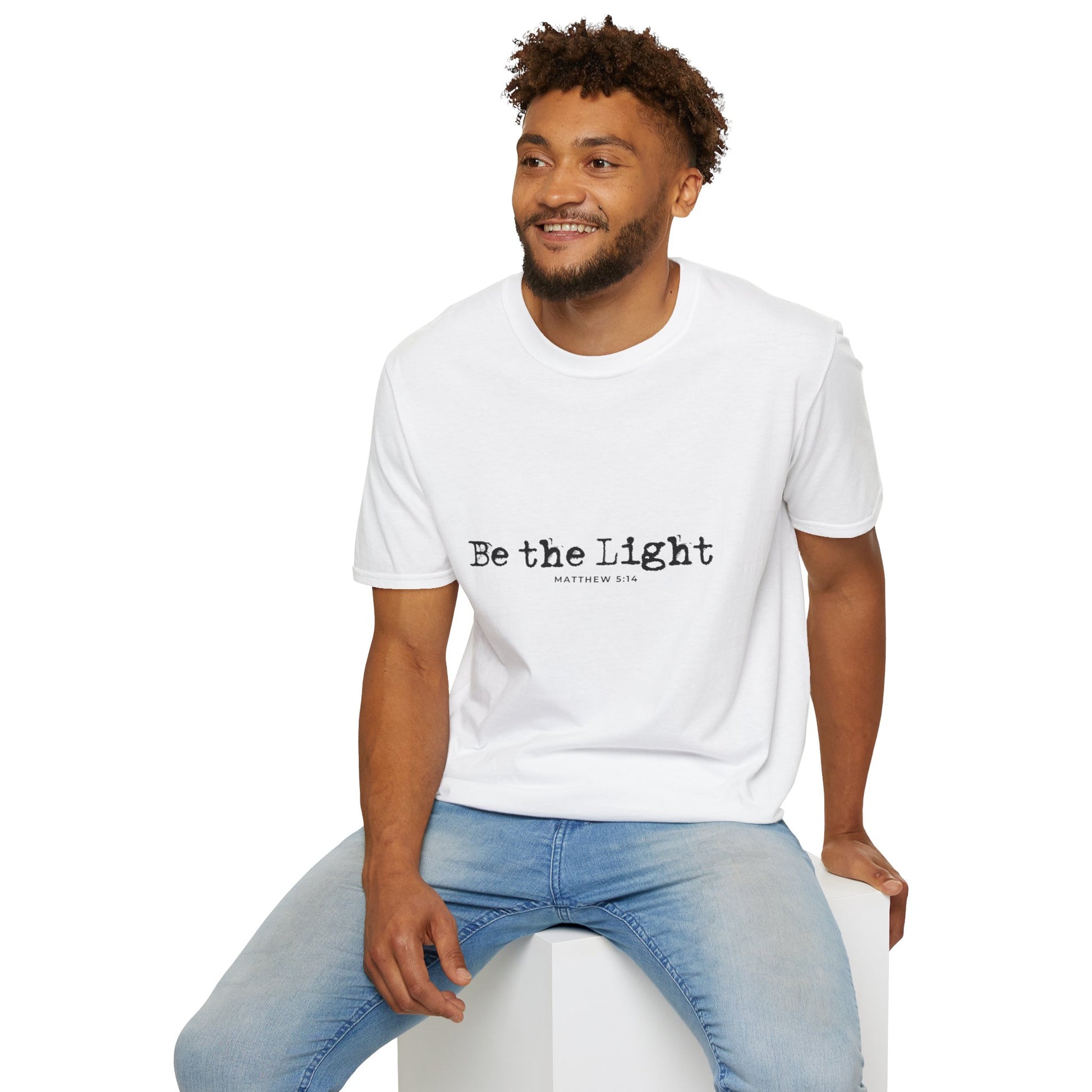 Be the Light Mens Relaxed Tshirt (Black Logo) - Sweet Baby Jeez Teez