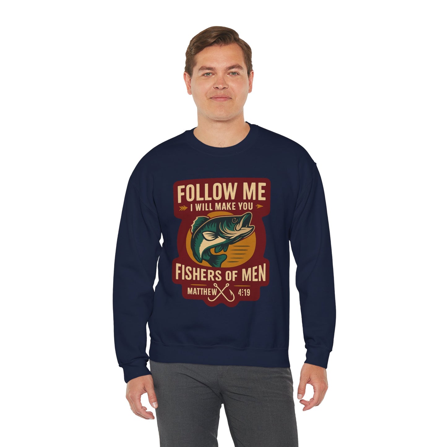 "Follow Me" Fisherman Bible Verse Crewneck Sweatshirt