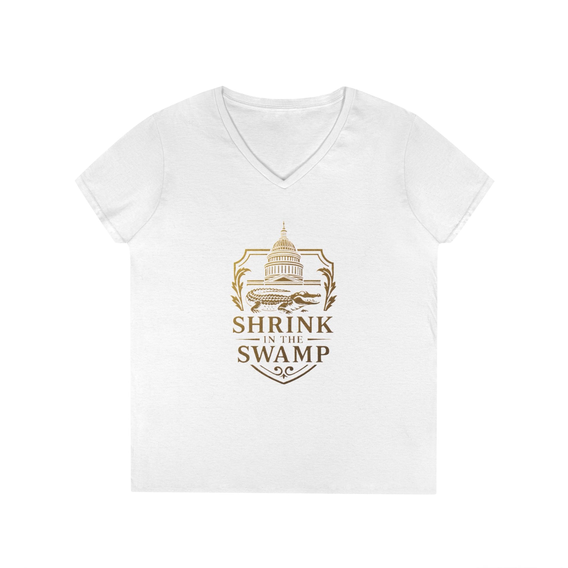 Shrink in the Swamp [TM] Ladies' V-Neck T-Shirt - Sweet Baby Jeez Teez