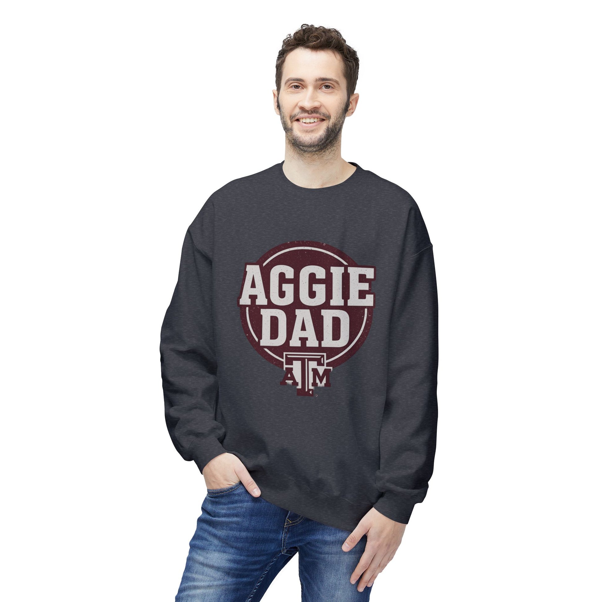 Aggie Dad Texas A&M Midweight Fleece Crewneck Sweatshirt - Sweet Baby Jeez Teez