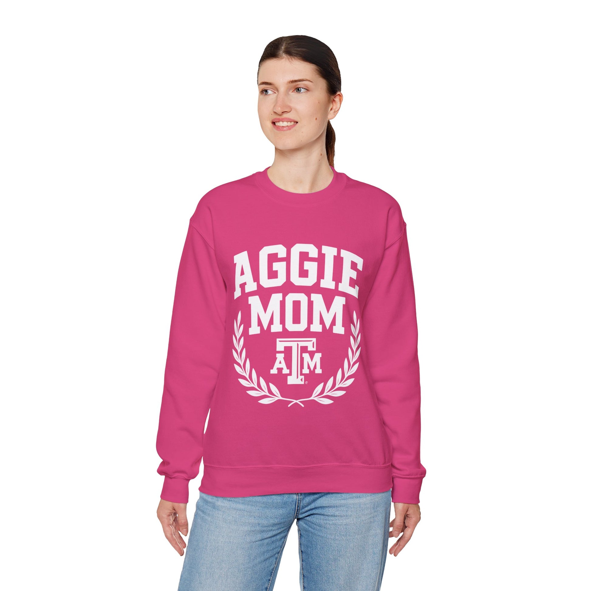 Aggie Mom Texas A&M Cozy Women's Crewneck Sweatshirt - Sweet Baby Jeez Teez