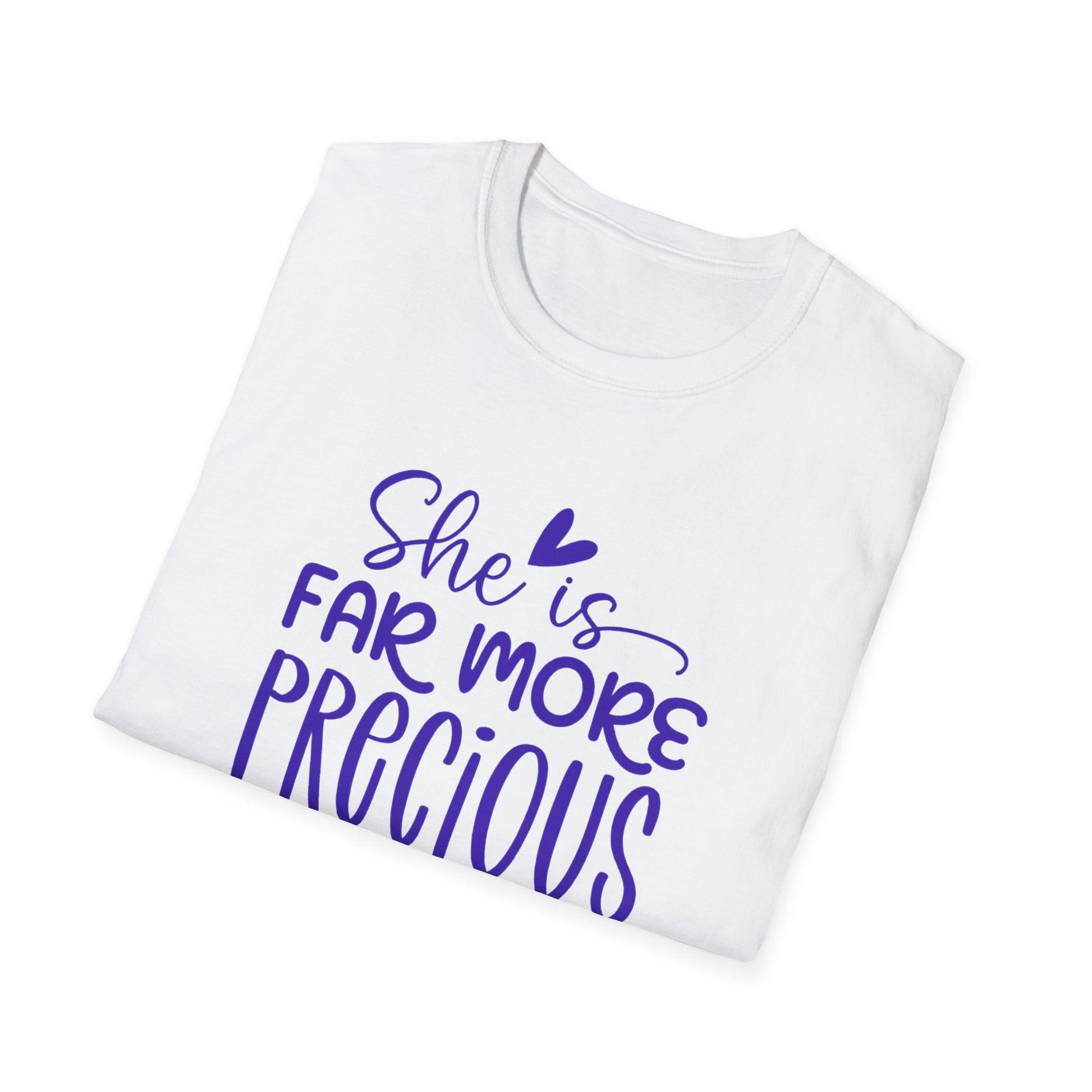 Far More Precious Women's Relaxed/Plus Tshirt (Cobalt Logo) - Sweet Baby Jeez Teez