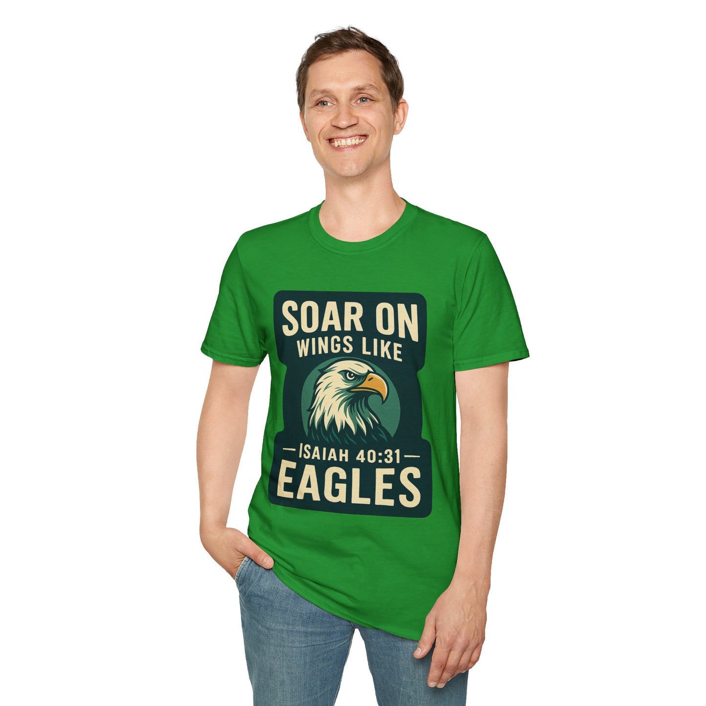 "Isiah 40:31" Soar on Wings Bible Verse Softstyle Tshirt
