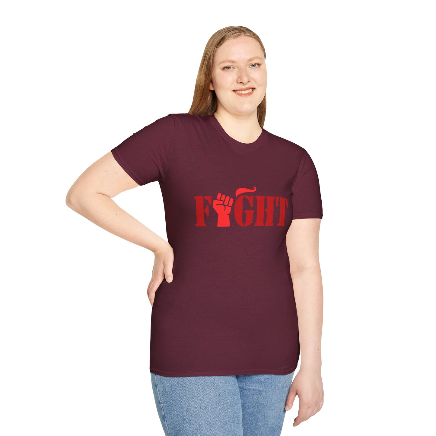 Fight Women's Relaxed/Plus Tshirt (Red Fist Logo) - Sweet Baby Jeez Teez