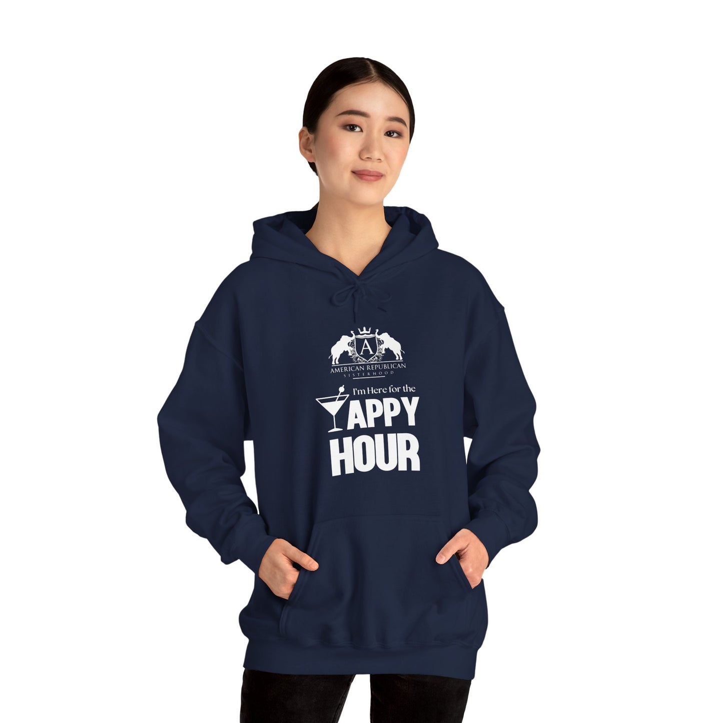 Here for the Yappy Hour Women's Relaxed Hoodie (ARS - White Logo) - Sweet Baby Jeez Teez