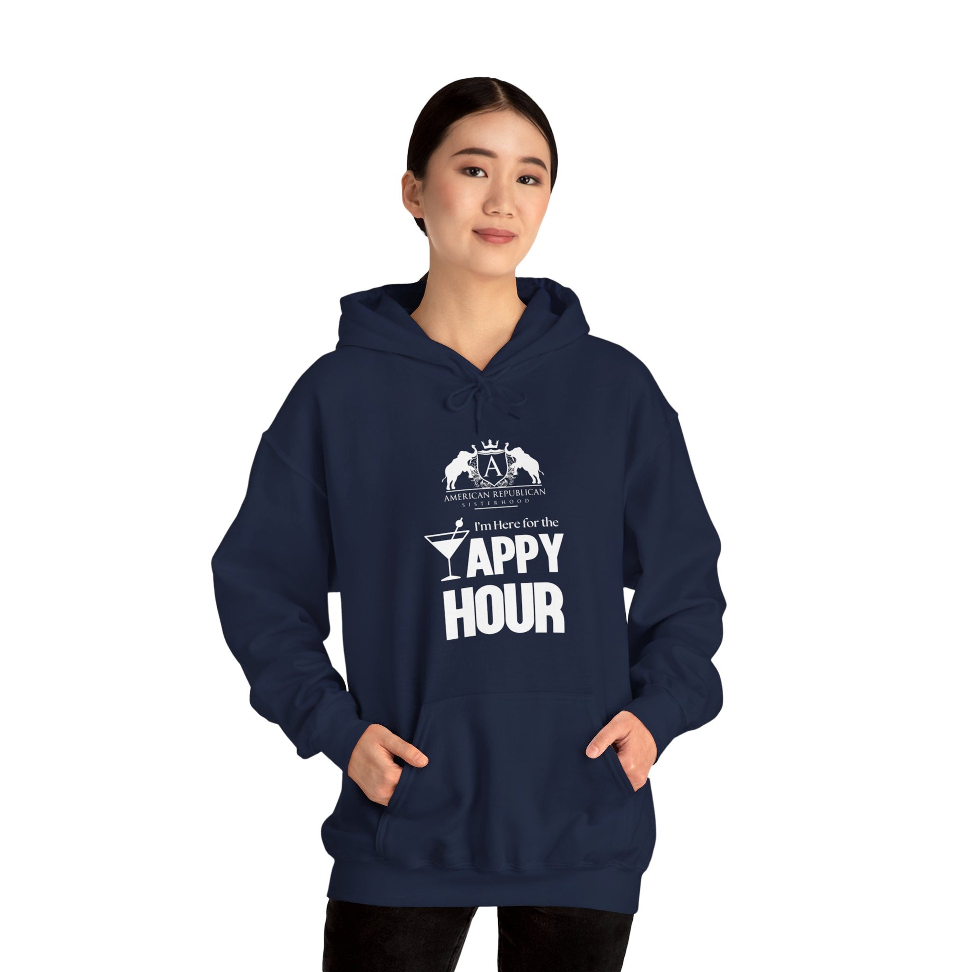 Here for the Yappy Hour Women's Relaxed Hoodie (ARS - White Logo) - Sweet Baby Jeez Teez