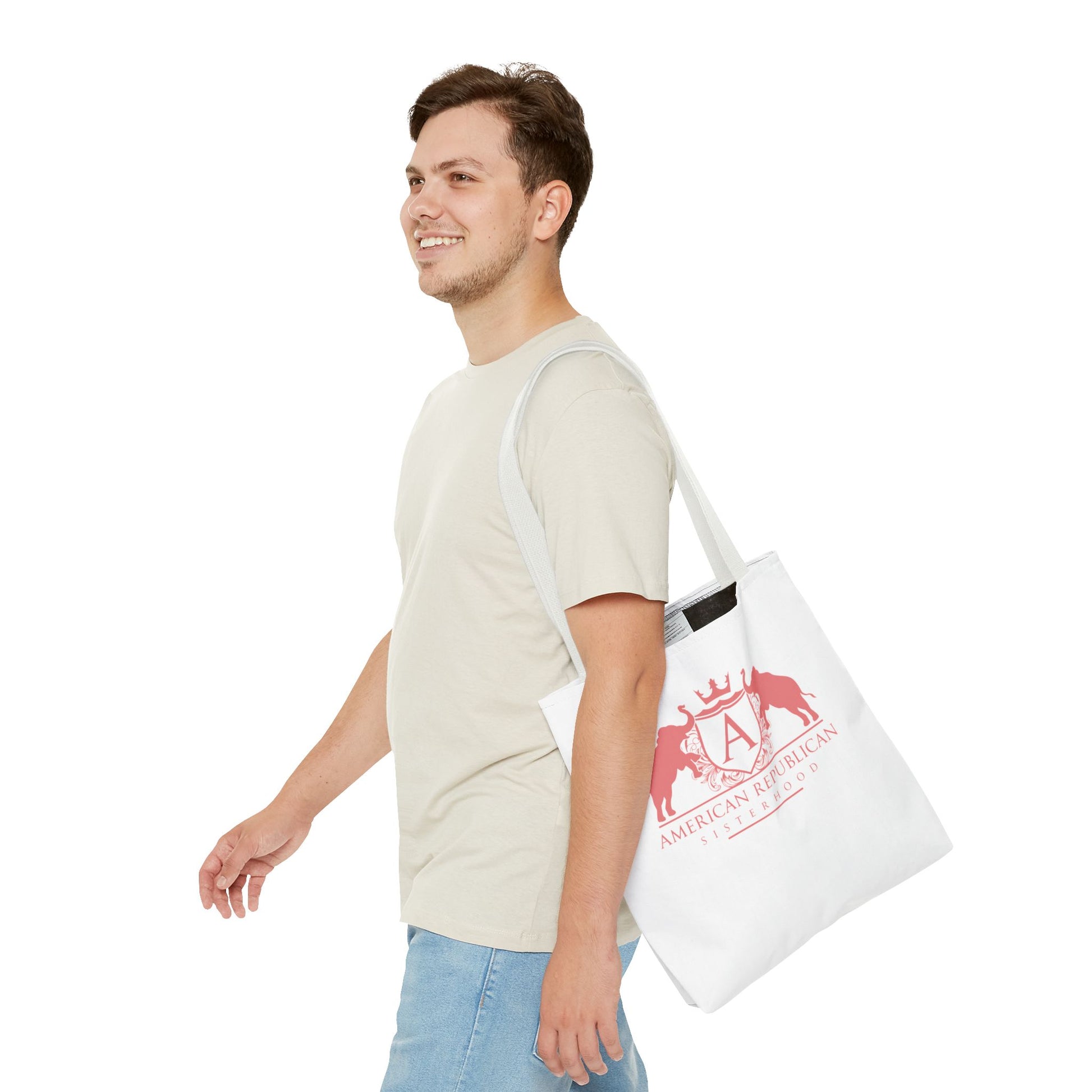 ARS White Tote Bag in 3  Sizes (ARS - Coral Logo) - Sweet Baby Jeez Teez