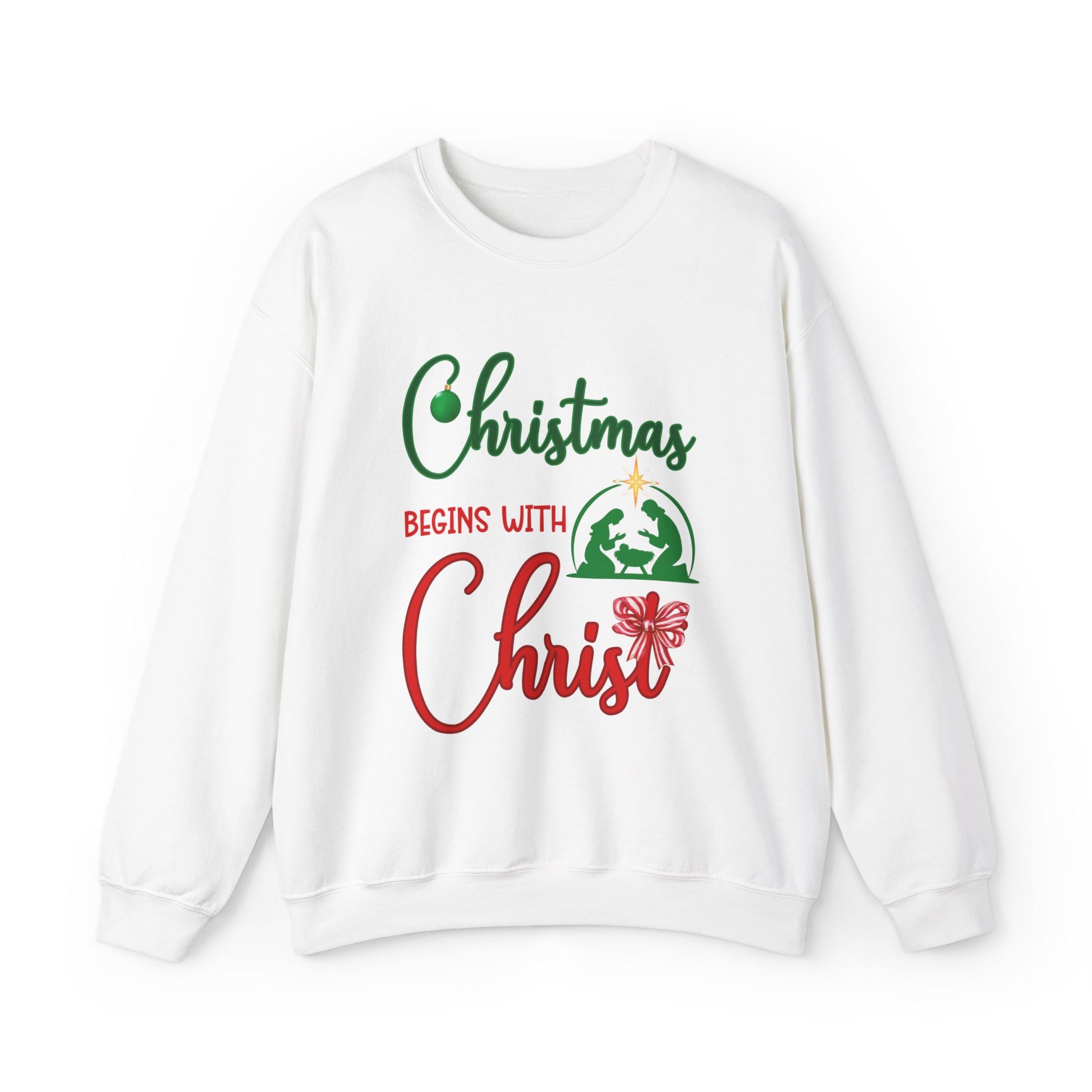 Christmas Begins with Christ Heavy Unisex Sweatshirt - Sweet Baby Jeez Teez