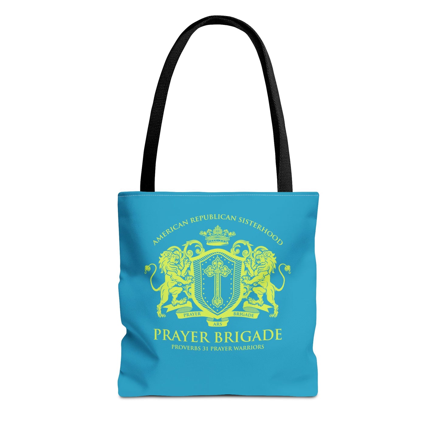 ARS Prayer Brigade Tote Bag (Agua with Chartreuse Logo)