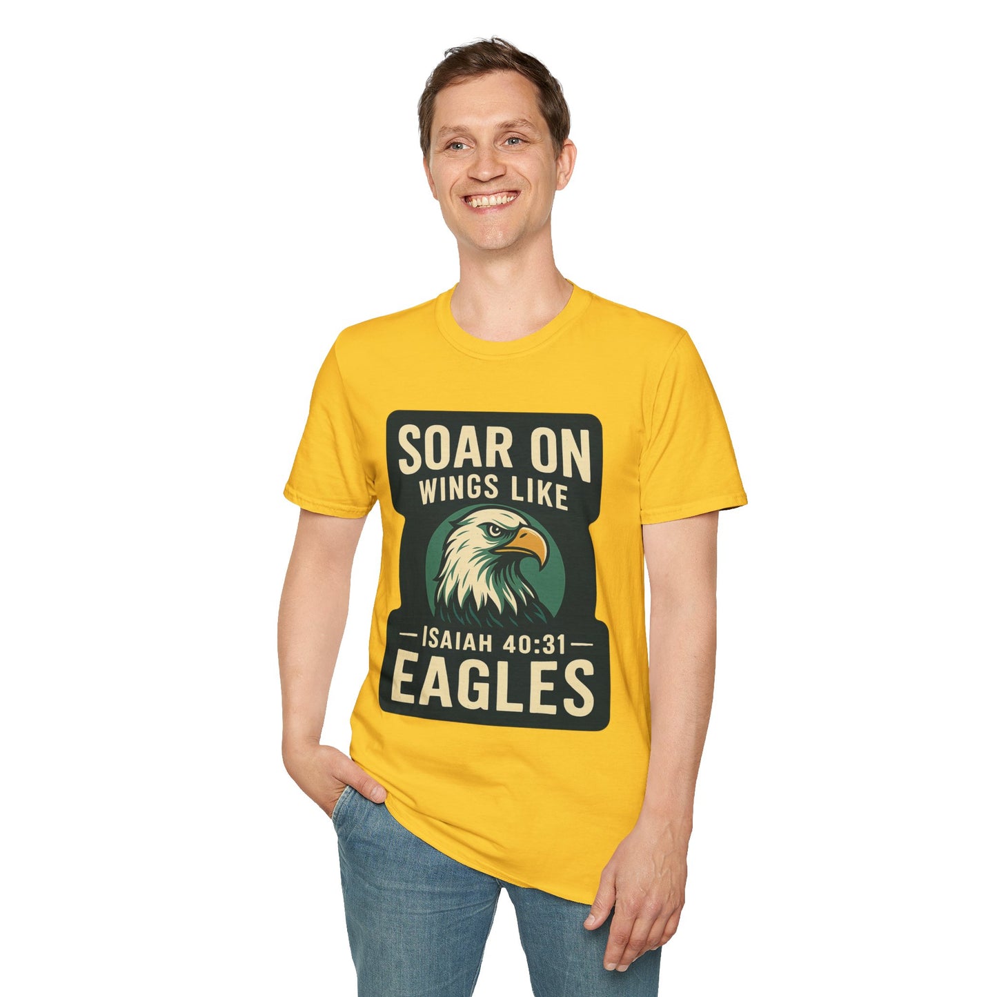 "Isiah 40:31" Soar on Wings Bible Verse Softstyle Tshirt