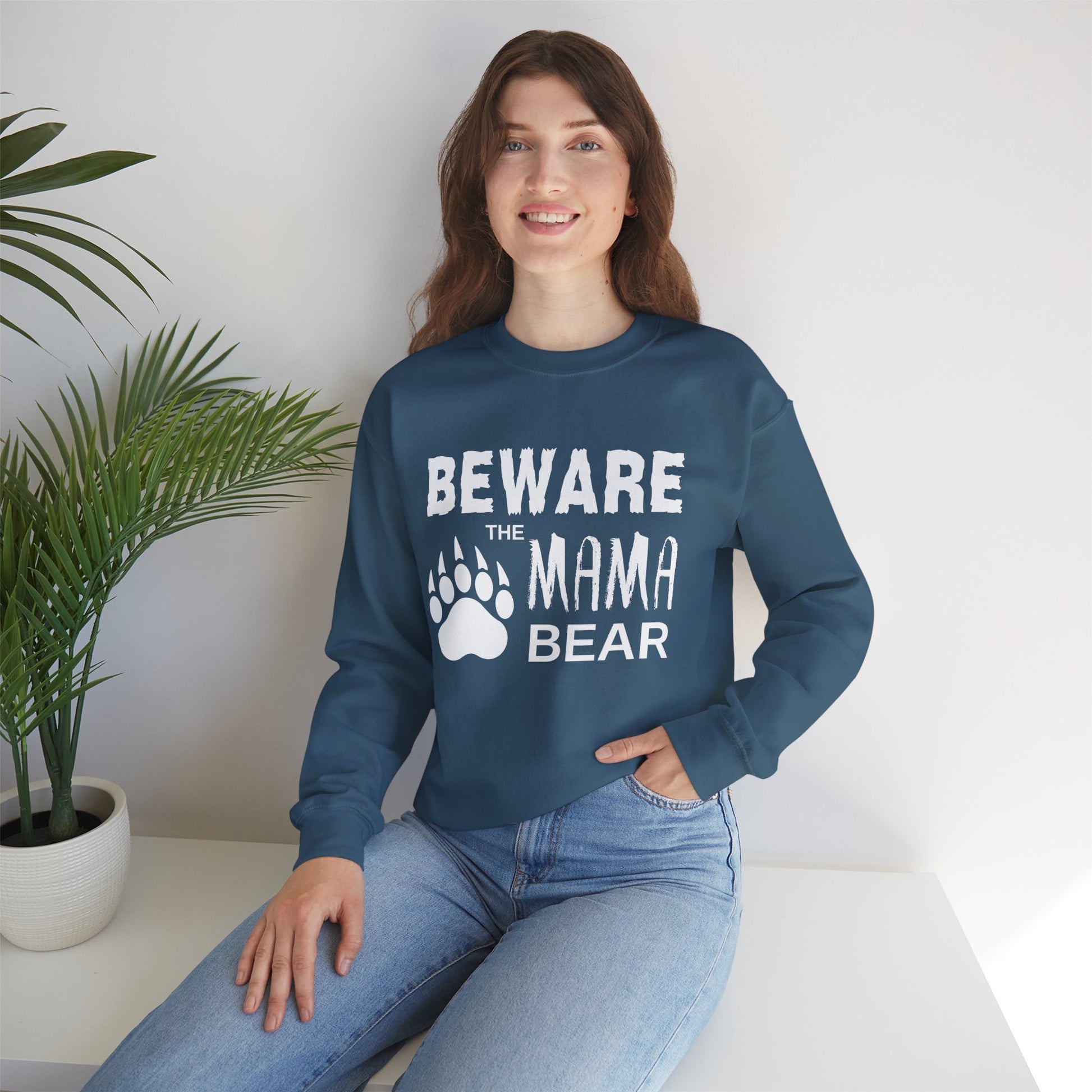 Mama Bear Women's Relaxed Sweatshirt (White Logo) - Sweet Baby Jeez Teez
