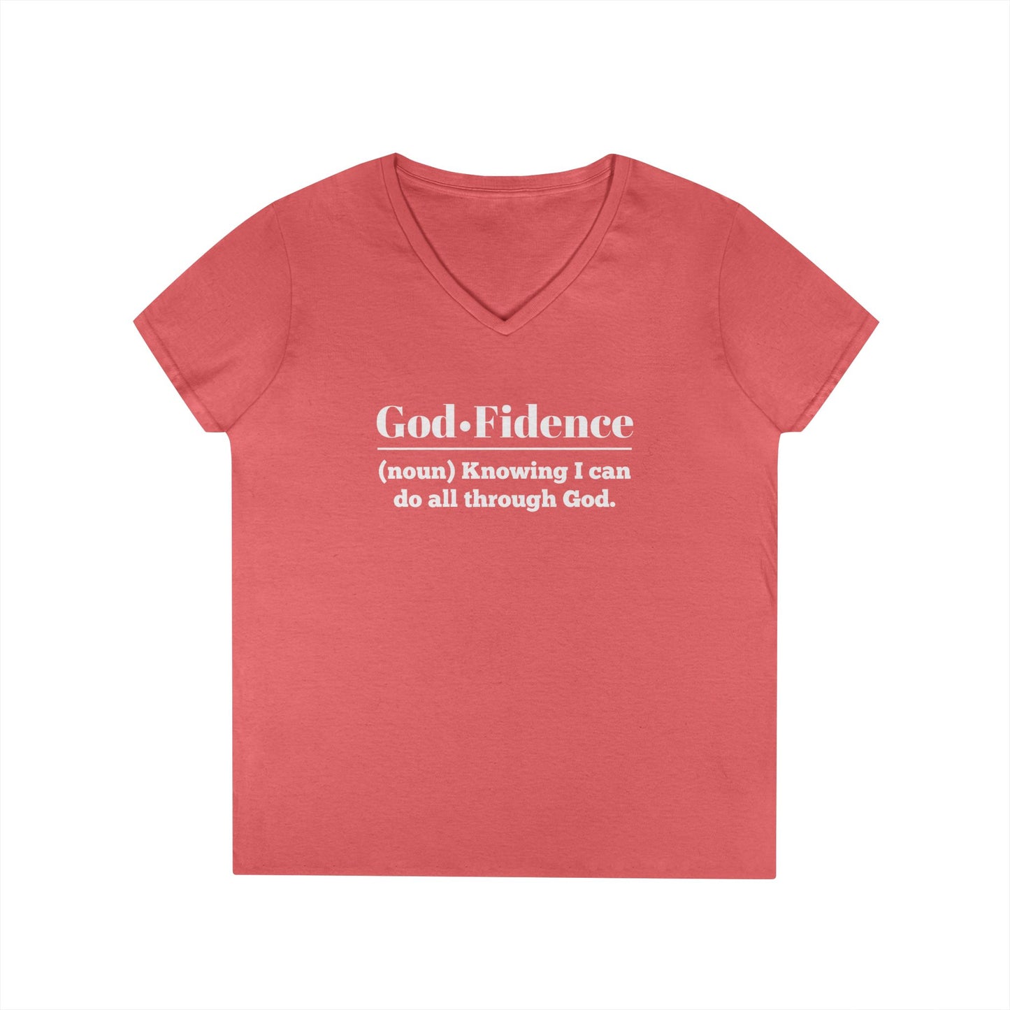 God-Fidence Women's V-Neck T-Shirt - Empowering Faith-Inspired Tee - Sweet Baby Jeez Teez