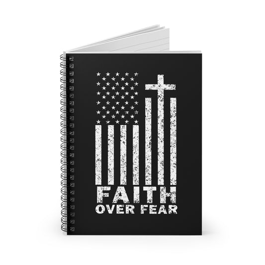 Faith Over Fear Ruled Spiral Notebook (White Flag Logo)